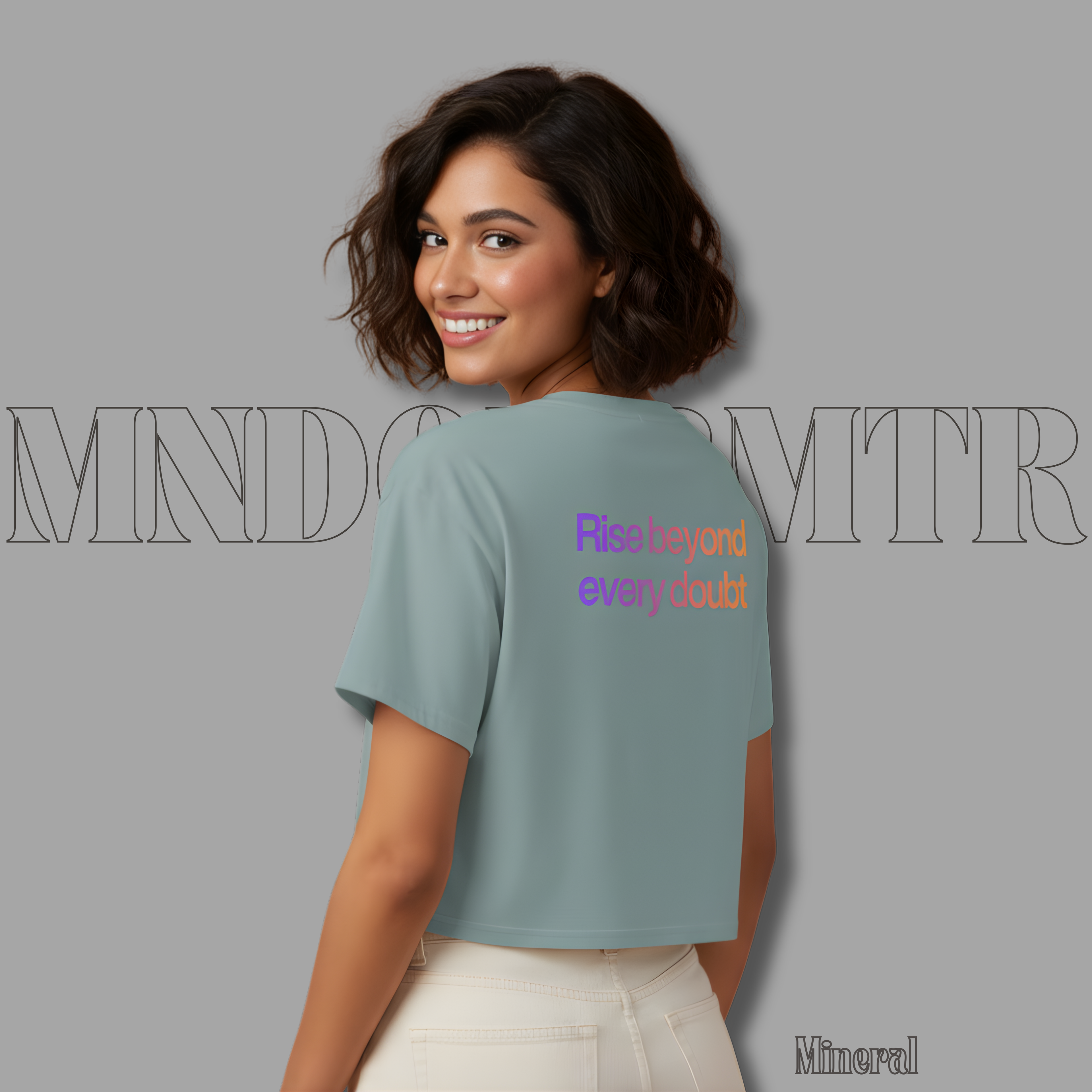 MNDOVRMTR Gradient Crop Tee - Mind Over Matter Motivational Shirt