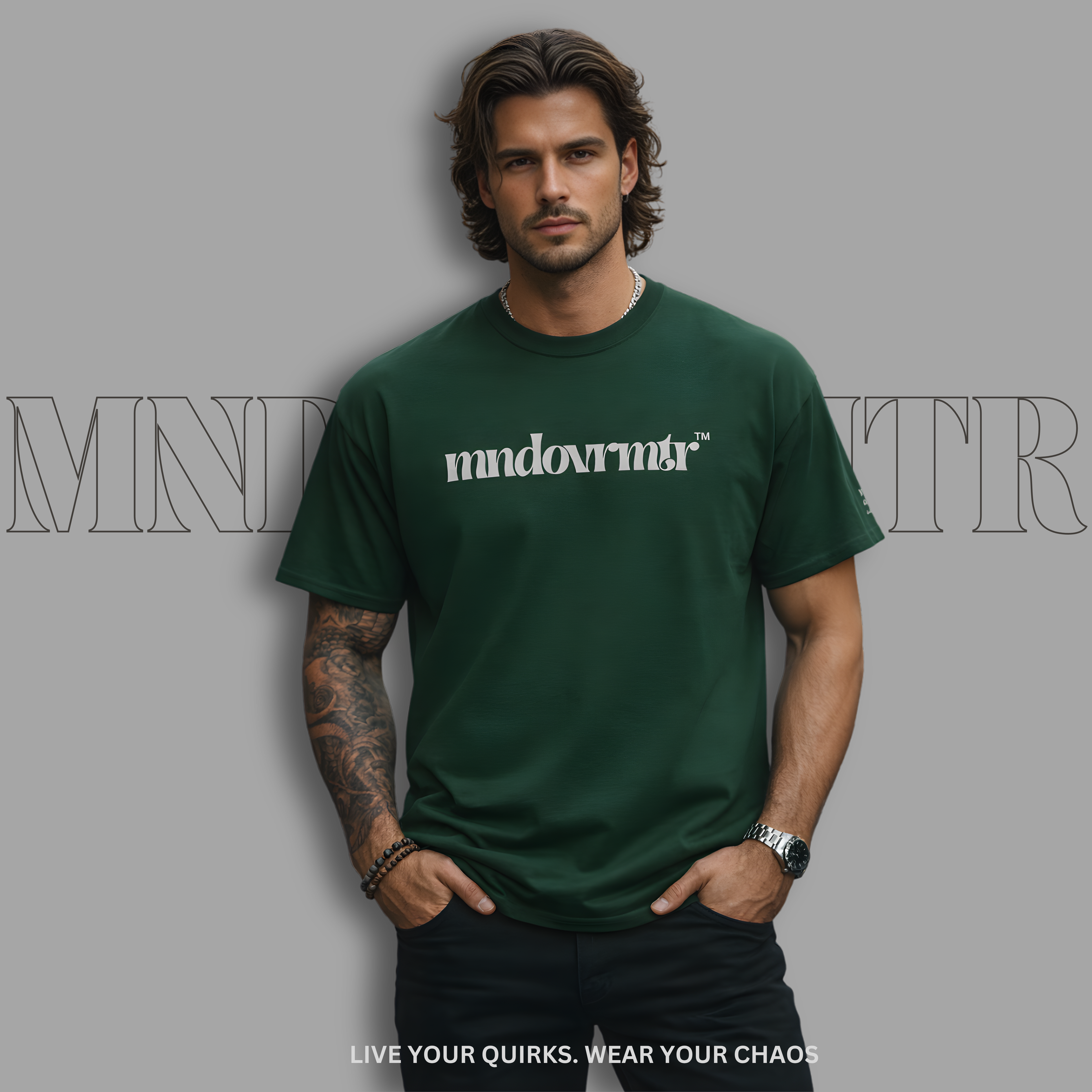 MNDOVRMTR™ Rise Beyond Every Doubt unisex shirt in green - minimalist mindset tee