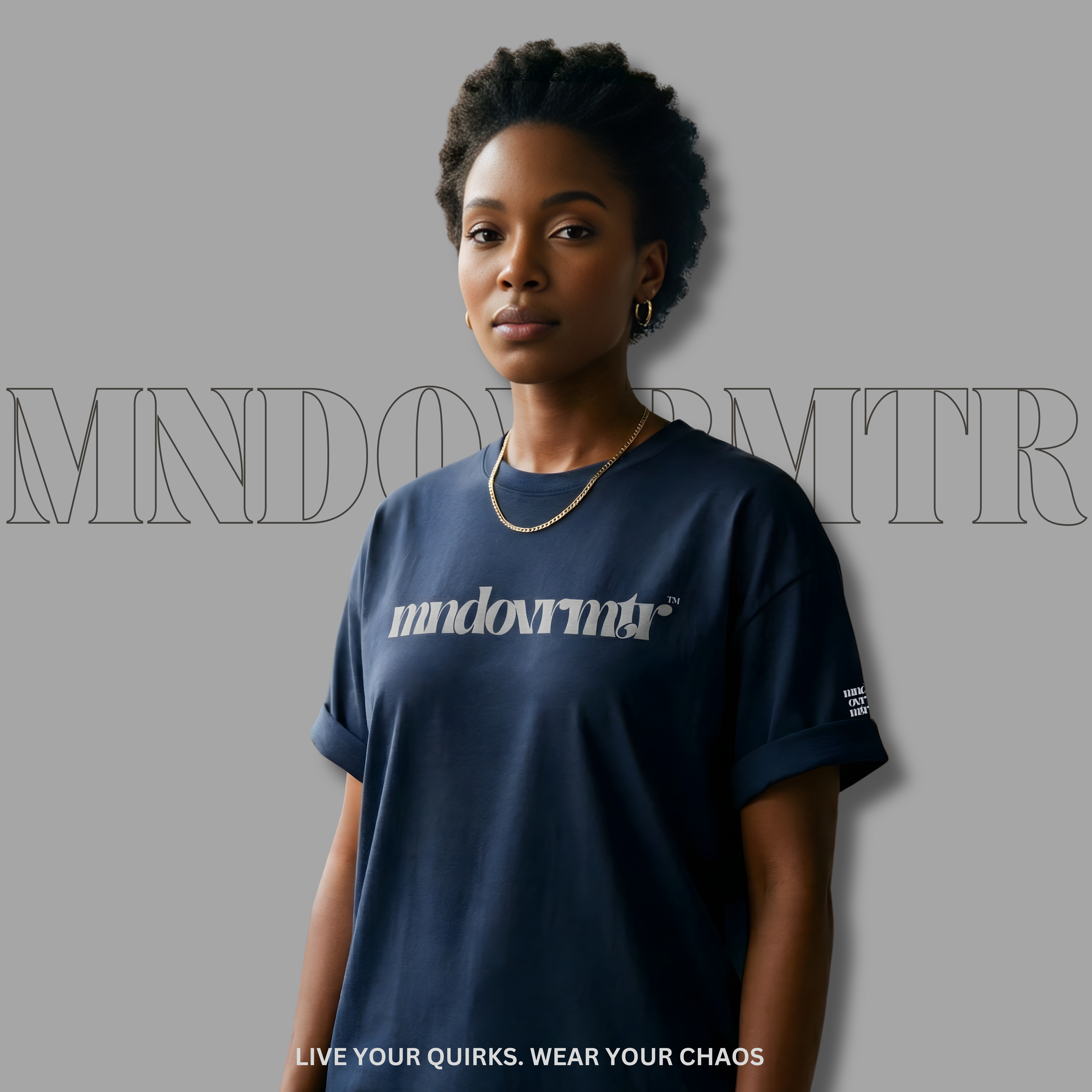 MNDOVRMTR™ Rise Beyond Every Doubt unisex shirt in navy - minimalist mindset tee