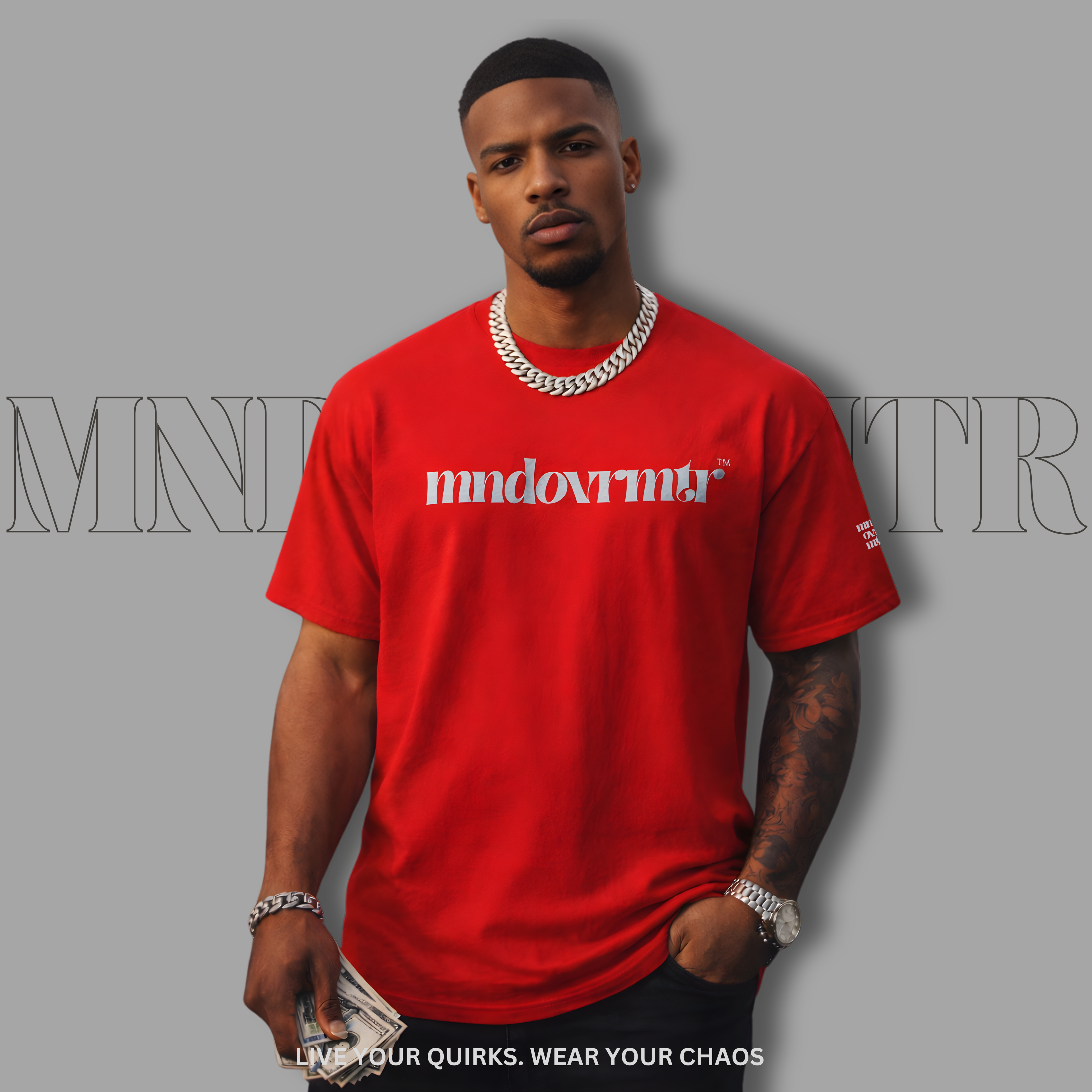 MNDOVRMTR™ Rise Beyond Every Doubt unisex shirt in red - mind over matter tee
