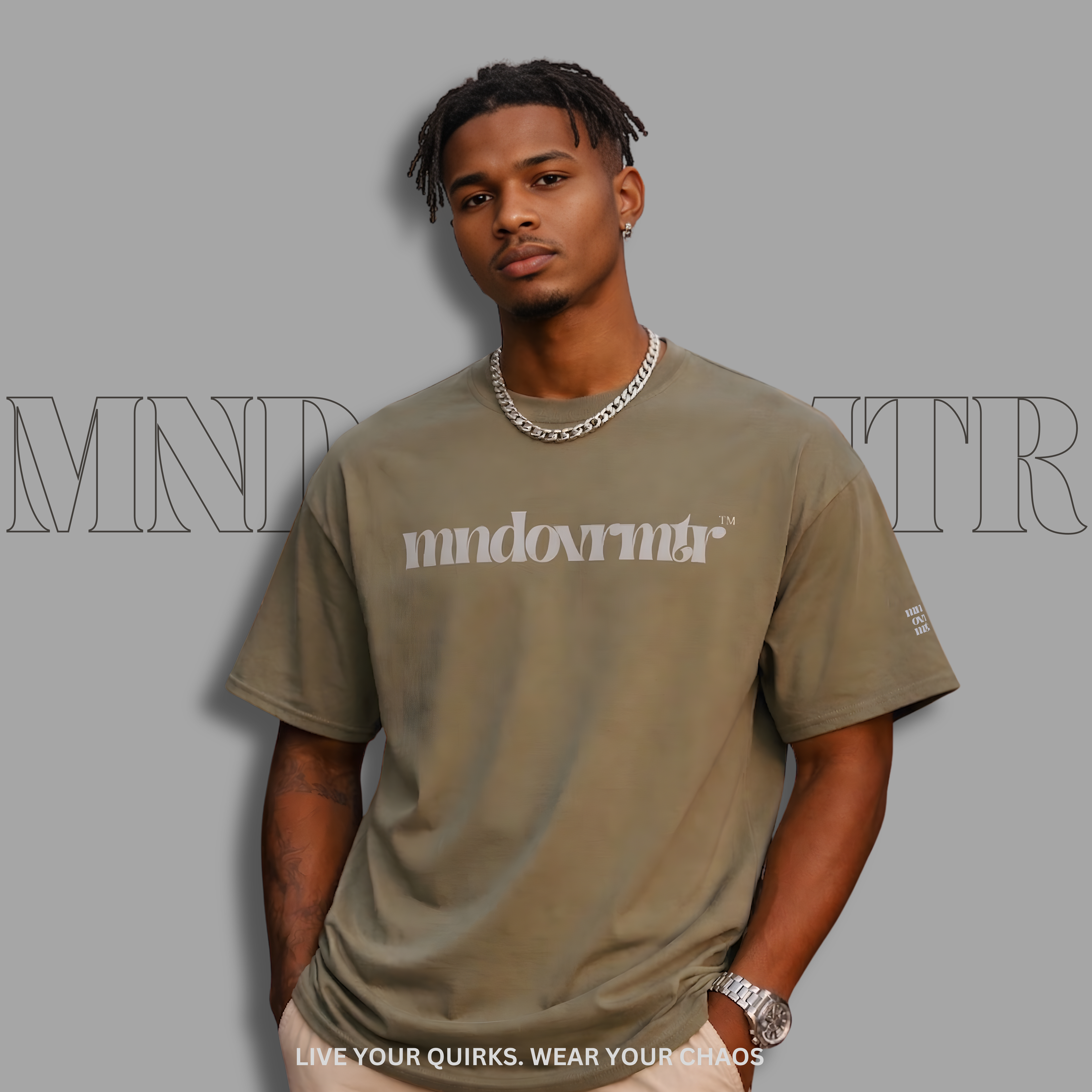 MNDOVRMTR™ Rise Beyond Every Doubt unisex shirt in beige - minimalist streetwear tee