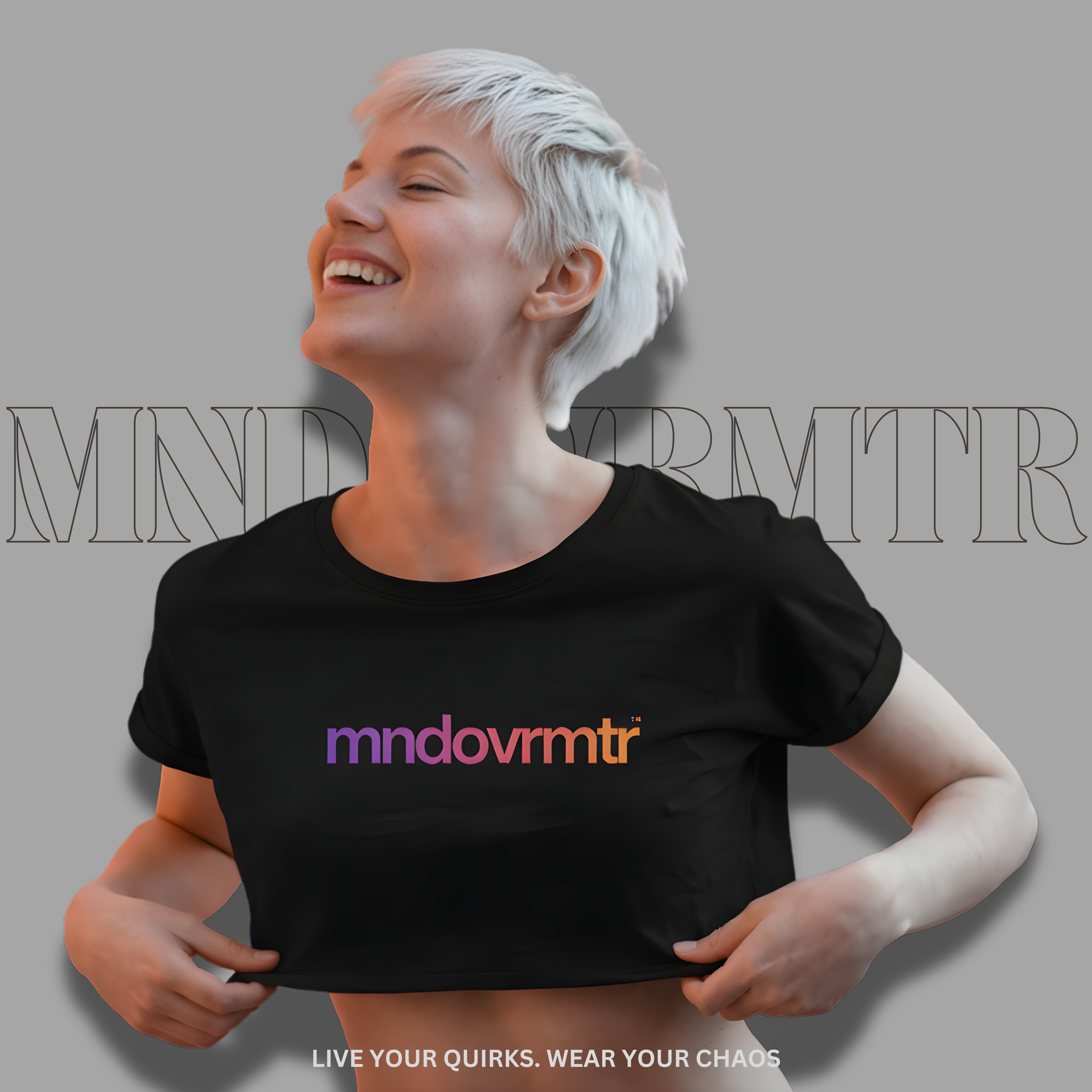 MNDOVRMTR™ gradient crop tee in black - motivational streetwear crop top