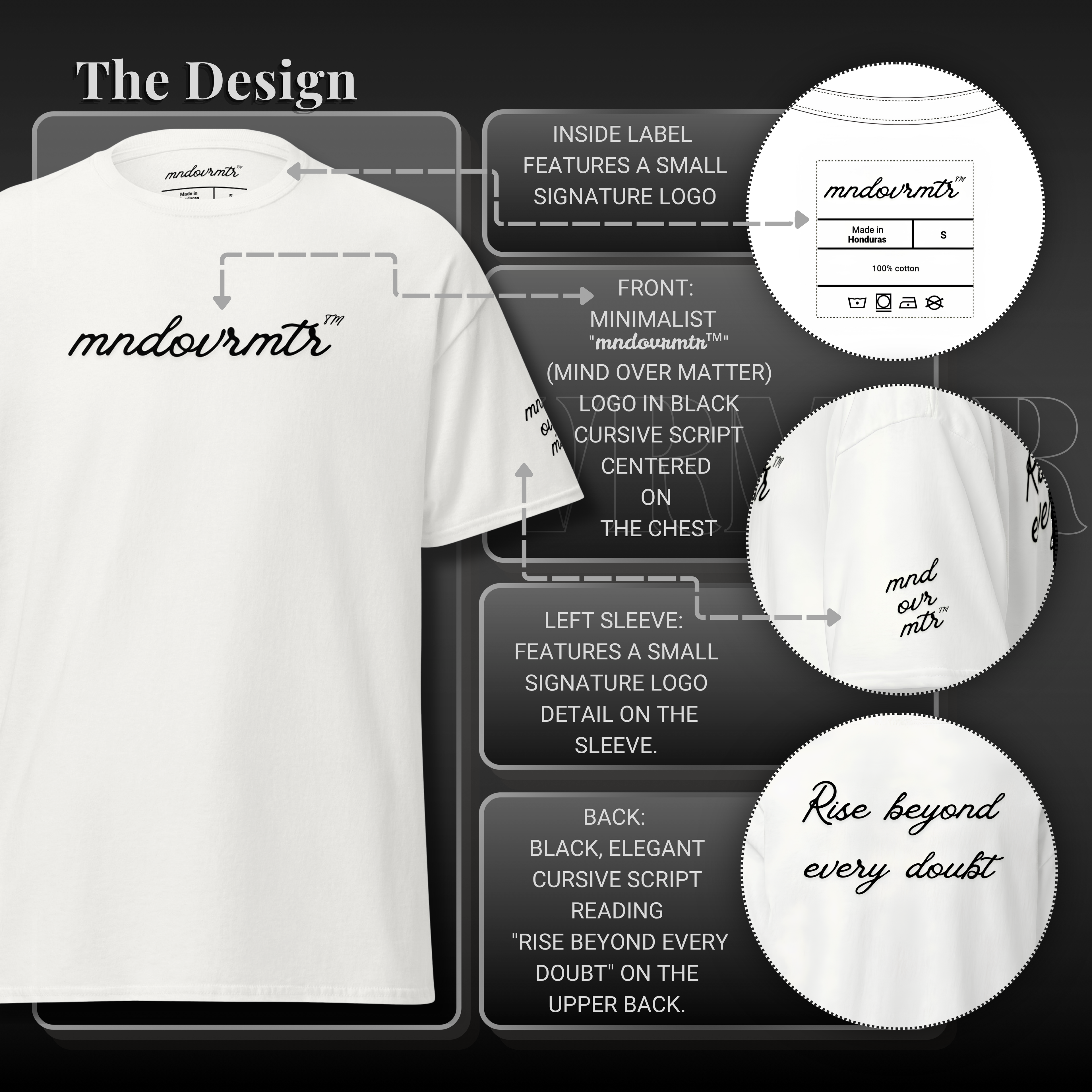 MNDOVRMTR™ script logo t-shirt - cursive chest logo detail, streetwear brand