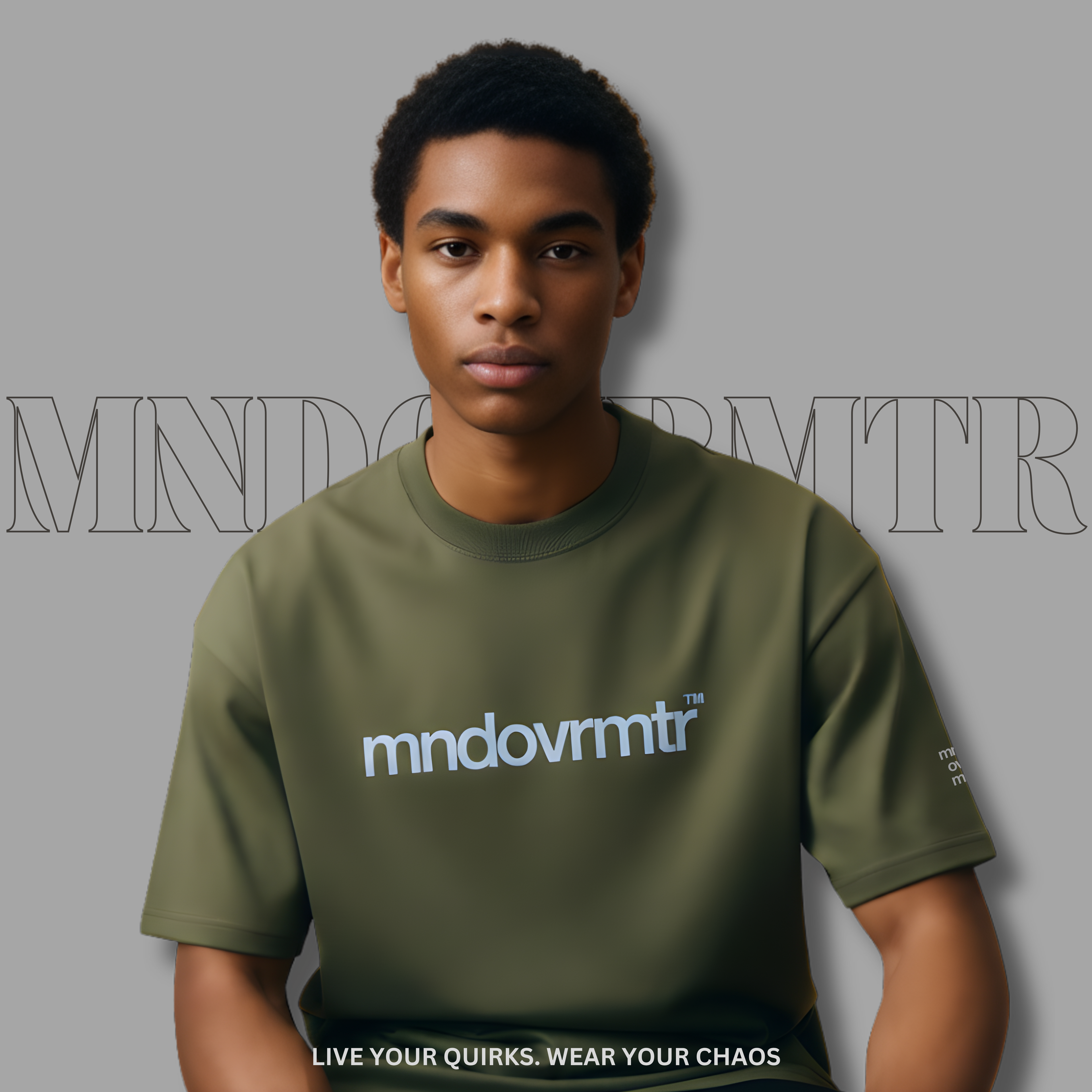 MNDOVRMTR™ 100% cotton t-shirt in military green - minimalist unisex tee
