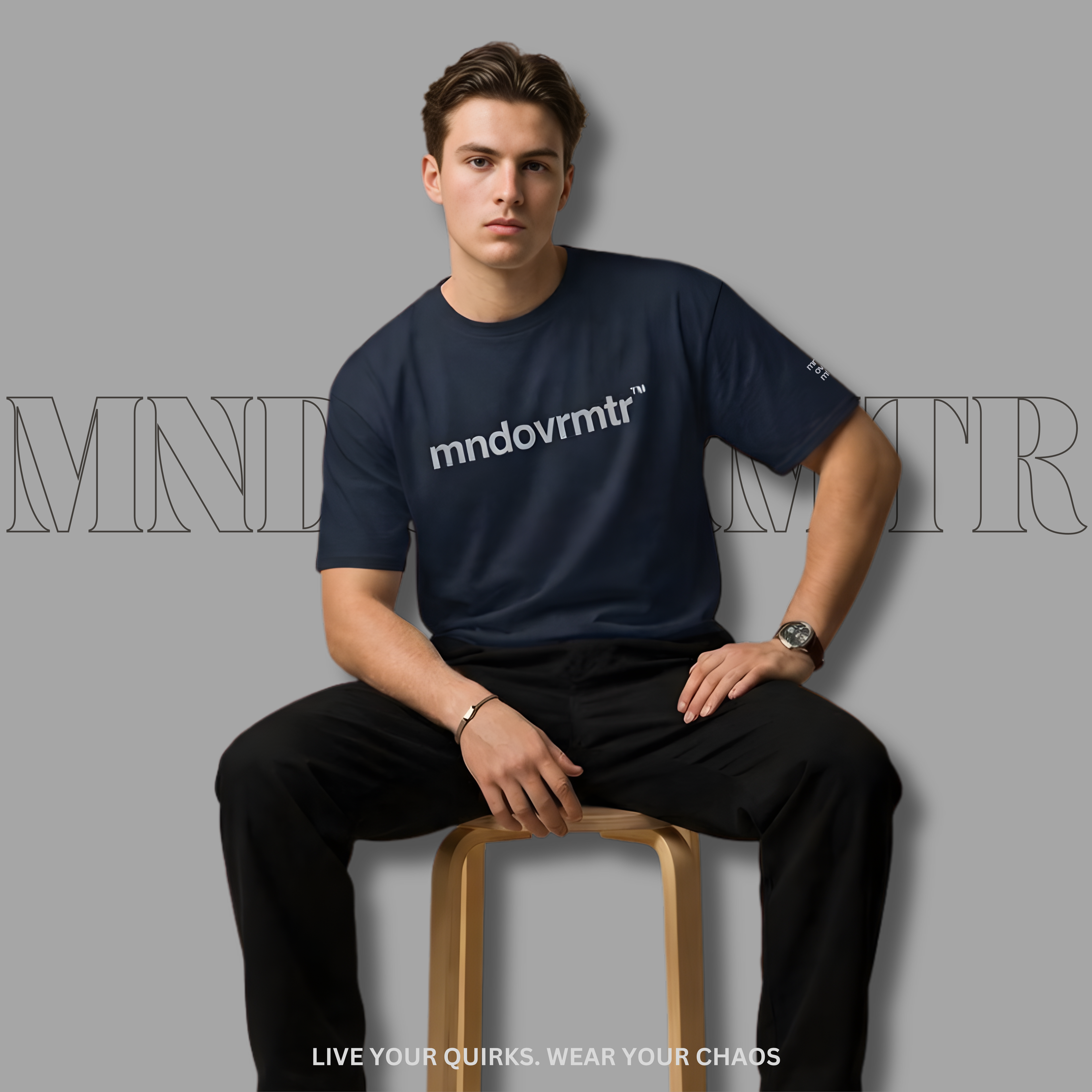 MNDOVRMTR™ 100% cotton t-shirt in navy - minimalist streetwear tee