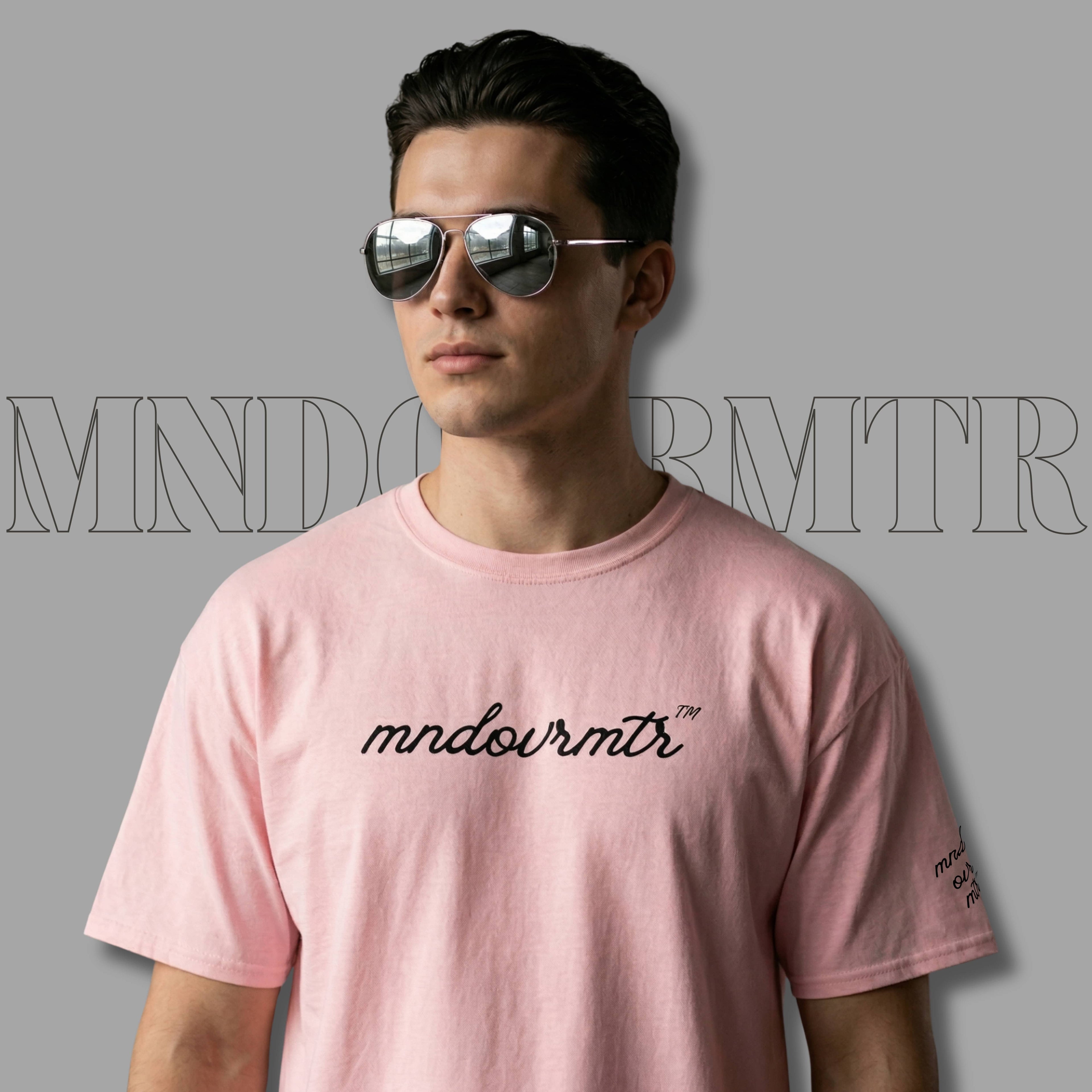 MNDOVRMTR™ script logo t-shirt in pink - motivational streetwear tee