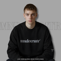 MNDOVRMTR™ premium streetwear sweatshirt in black - mind over matter crewneck, front logo