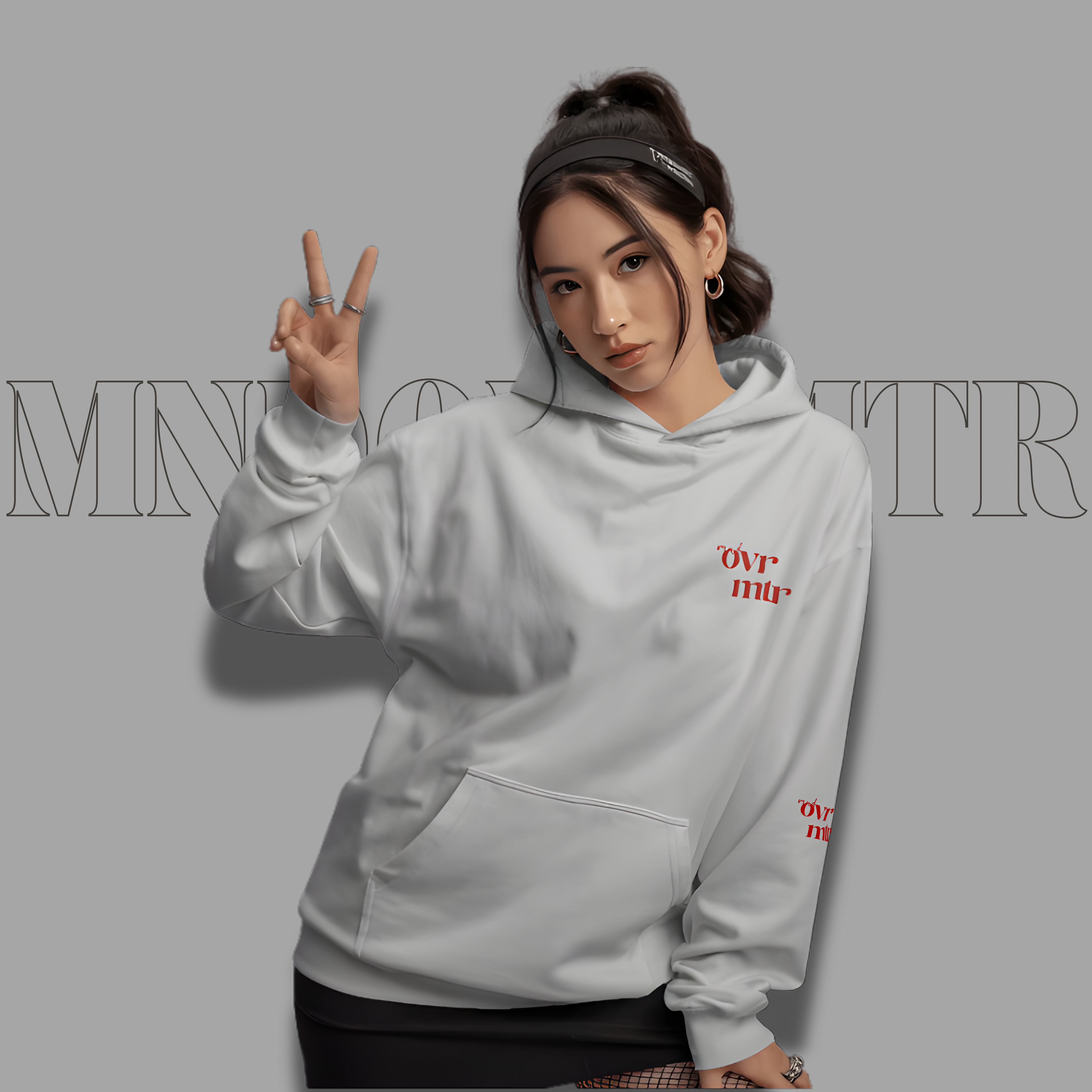 MNDOVRMTR™ men's box hoodie in grey - minimalist motivational streetwear