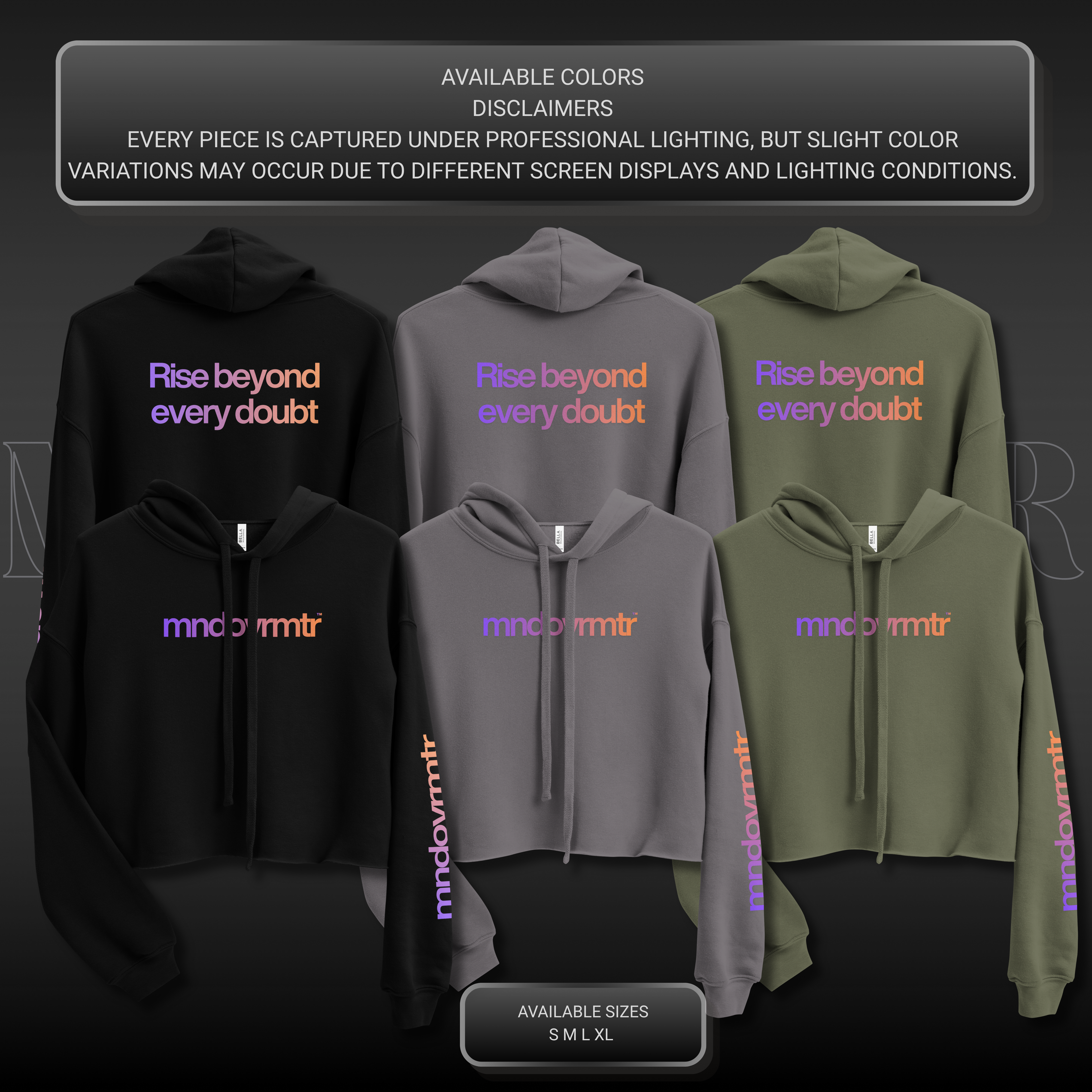 MNDOVRMTR™ crop hoodie - positive quotes, comfy pullover for women. Sizes and colors