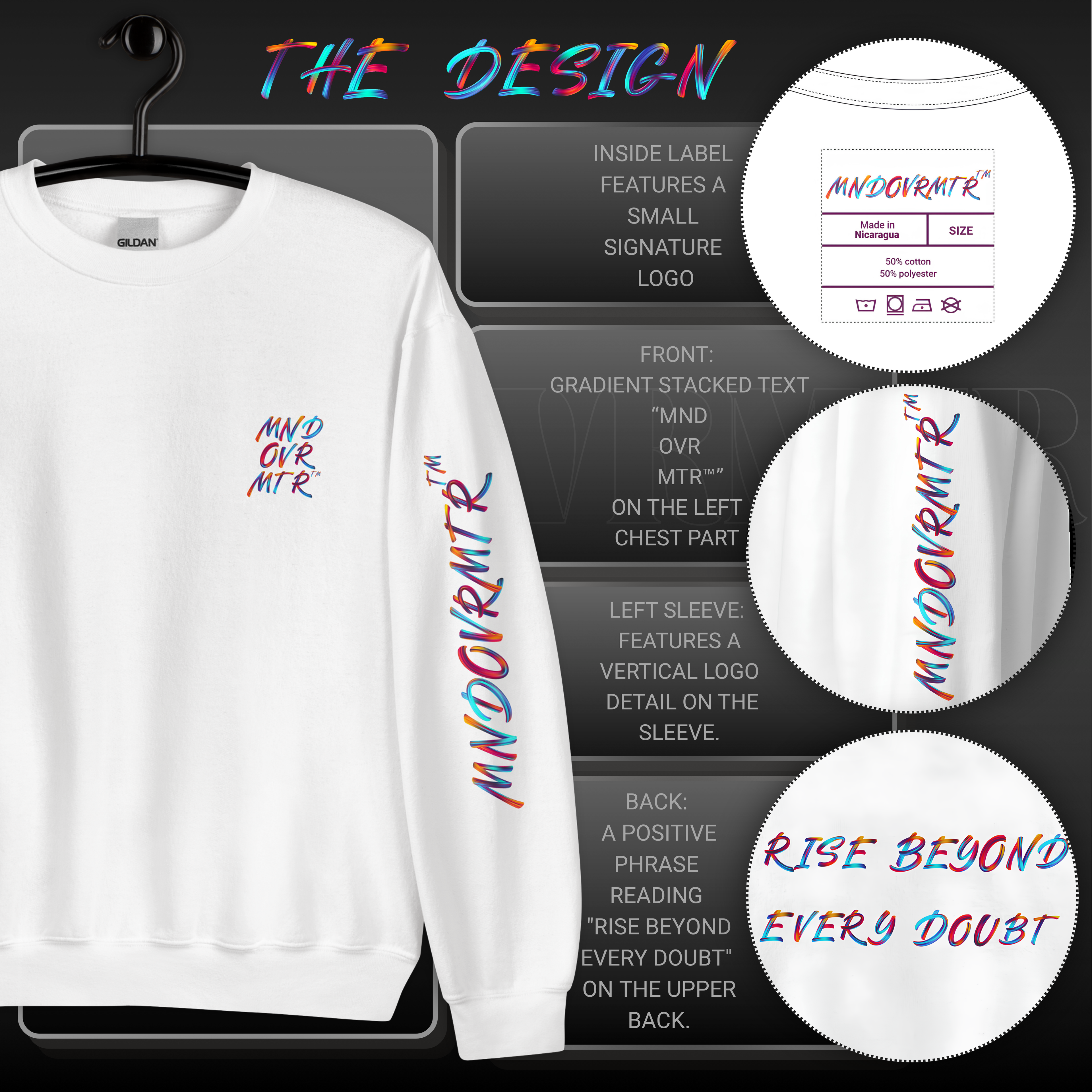 MNDOVRMTR™ unisex sweatshirt - product description and specs, streetwear crewneck