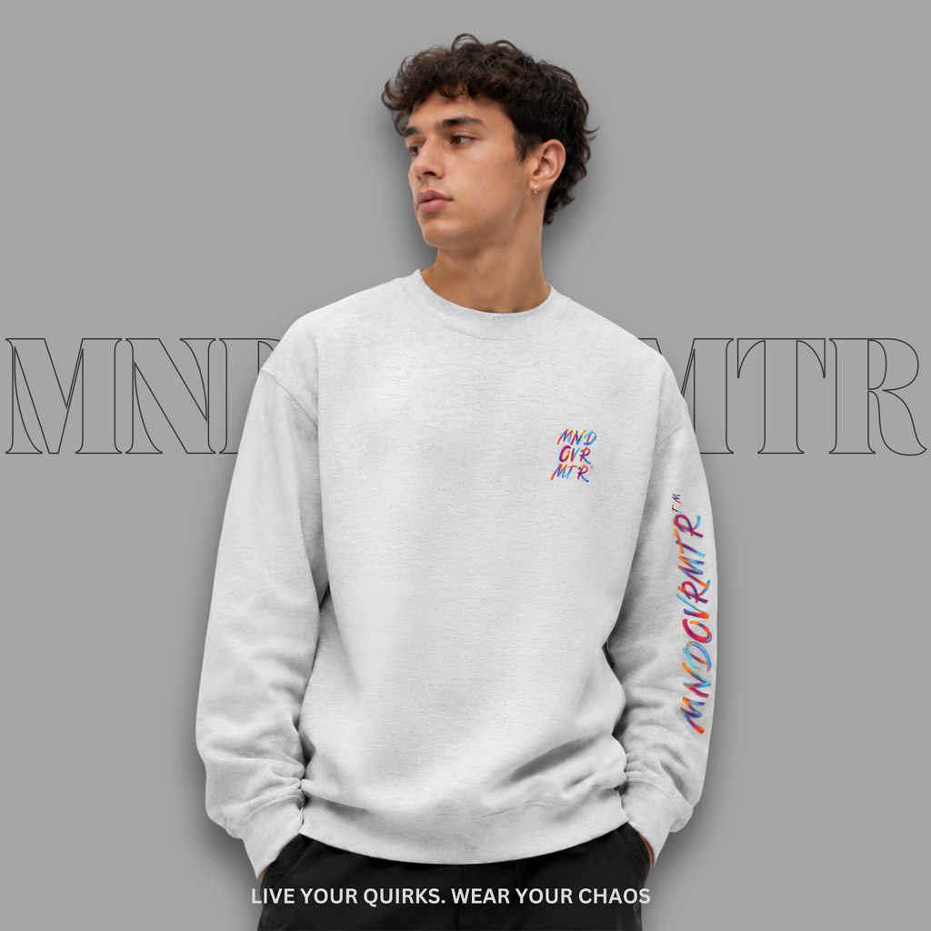 MNDOVRMTR™ unisex sweatshirt in grey - mind over matter streetwear crewneck