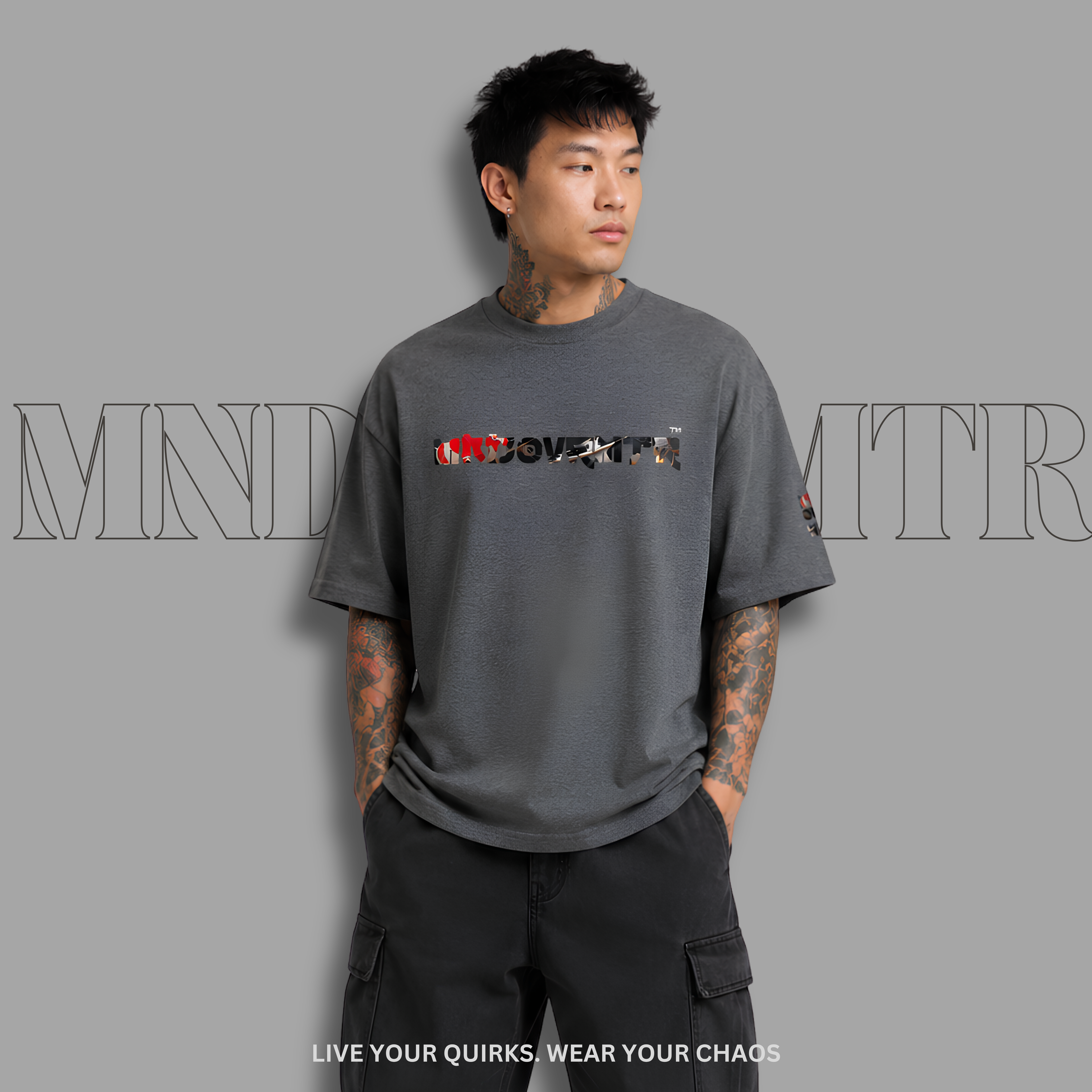 Mndovrmtr koi print tee - close-up koi fish back graphic detail