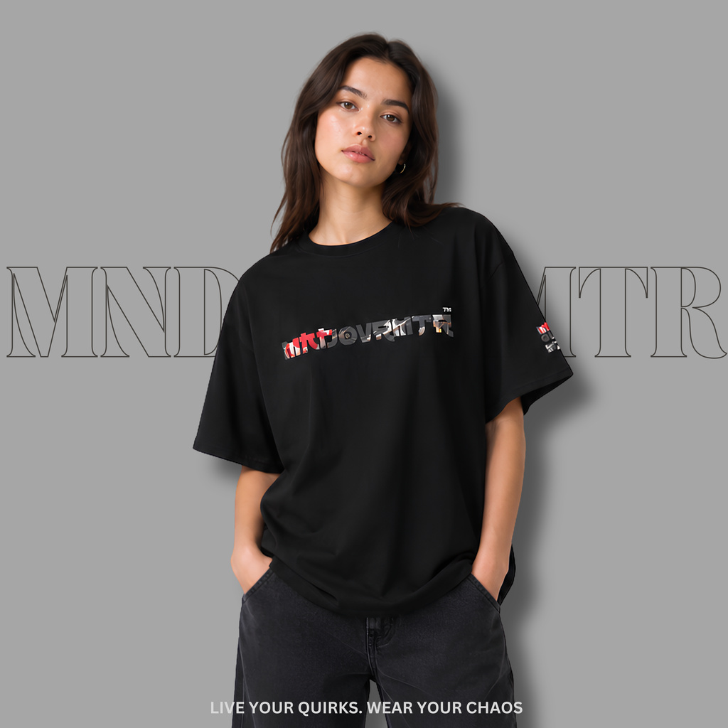 Mndovrmtr koi print tee - minimalist chest logo detail, mind over matter shirt