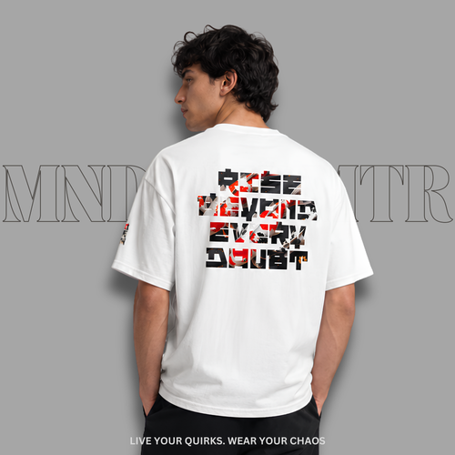 Mndovrmtr koi print tee - back graphic with koi fish pattern, streetwear tee