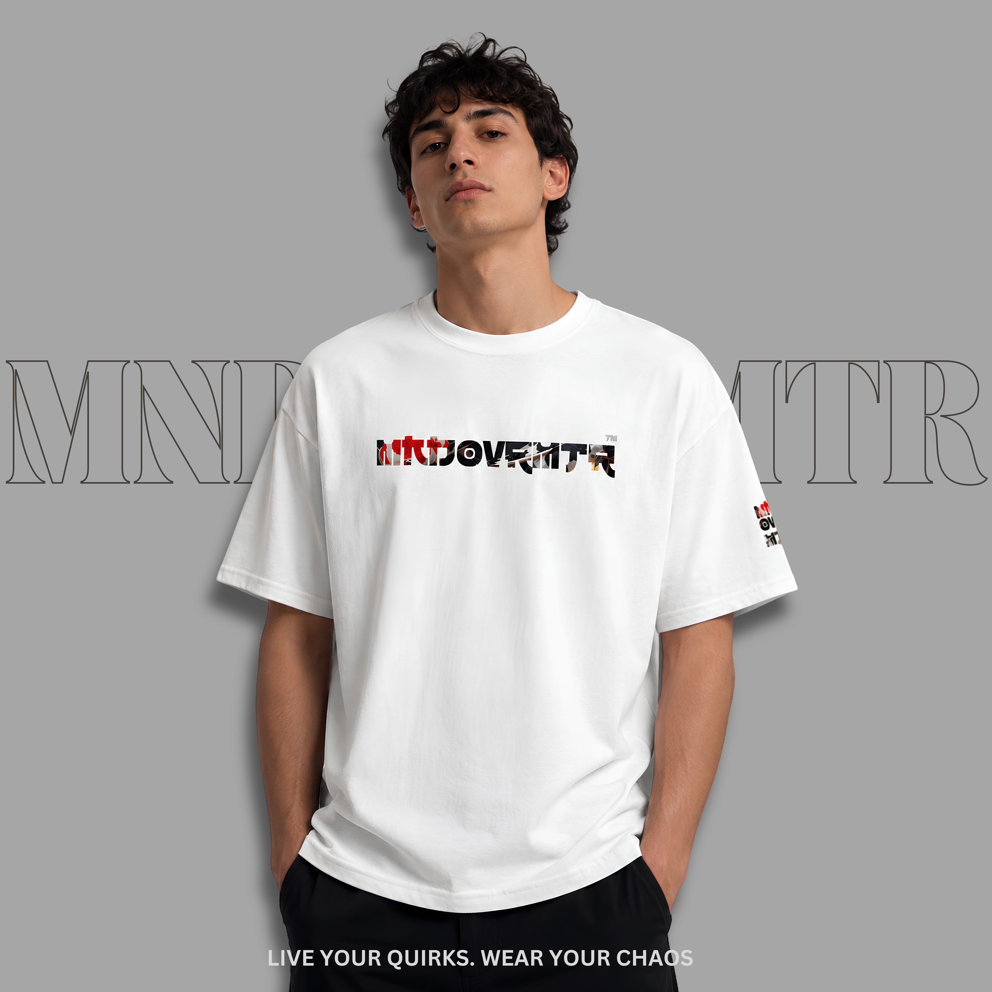 Mndovrmtr koi print tee - Rise Beyond Every Doubt streetwear shirt, front view