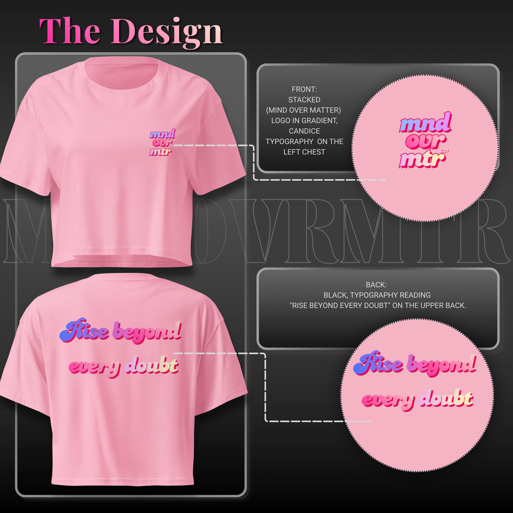MNDOVRMTR™ premium combed cotton crop top - front and back layout, streetwear crop top