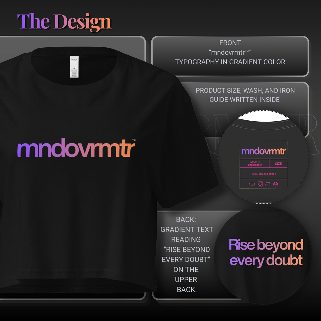 MNDOVRMTR™ gradient crop tee - sunset gradient graphic detail, motivational streetwear