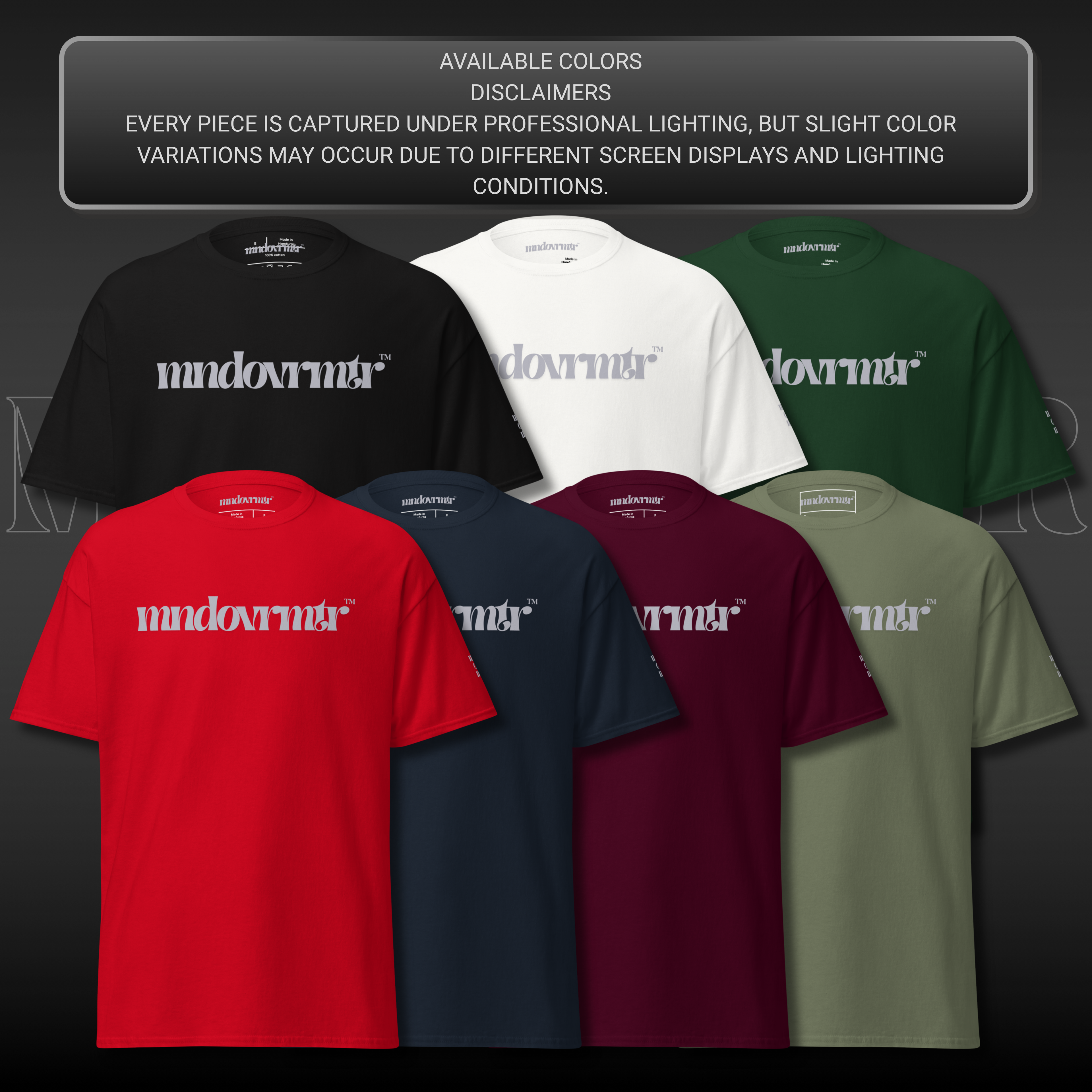 MNDOVRMTR™ Rise Beyond Every Doubt shirt - available colors mockup, streetwear tee