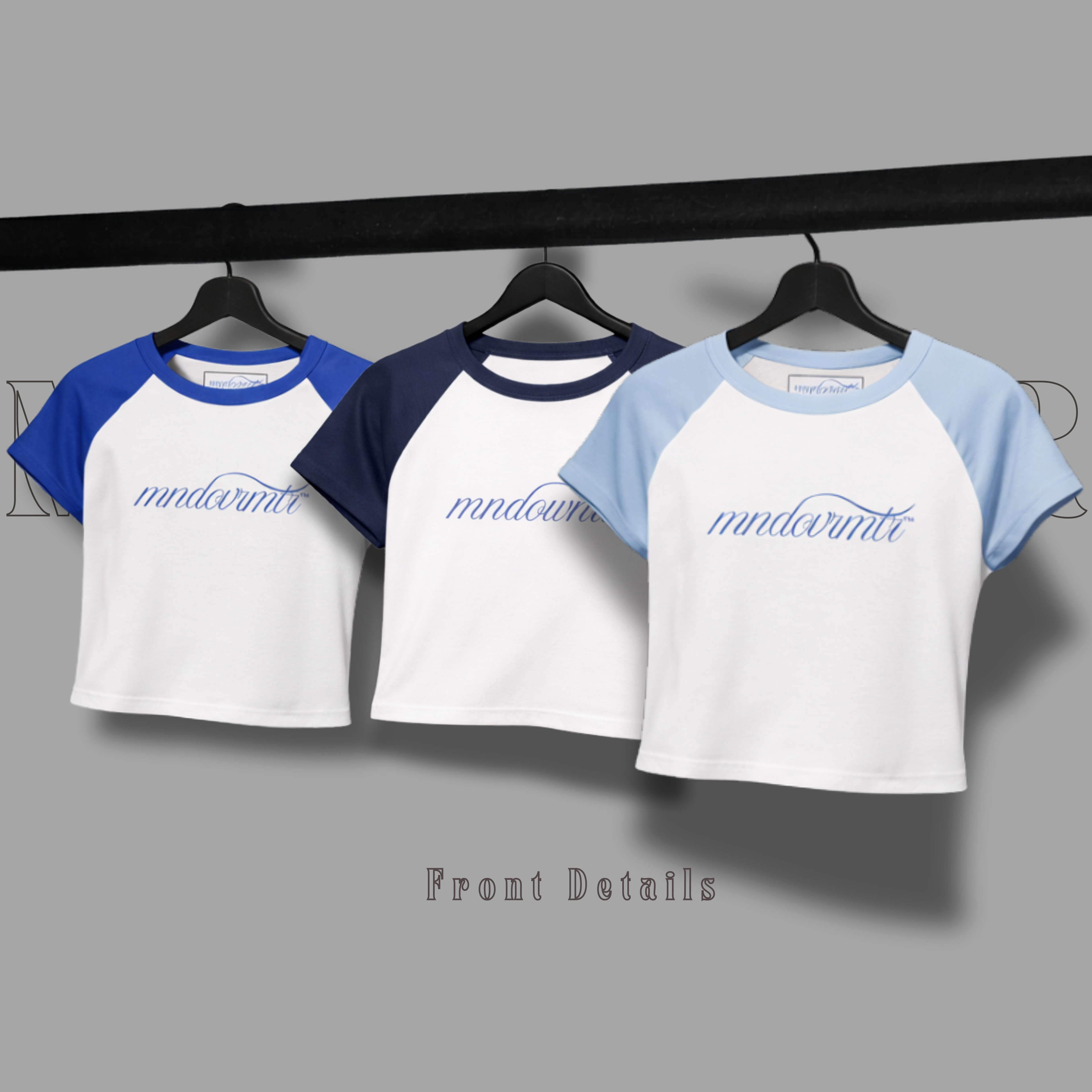 MNDOVRMTR Raglan Crop Top - Rise Beyond Every Doubt Script Tee