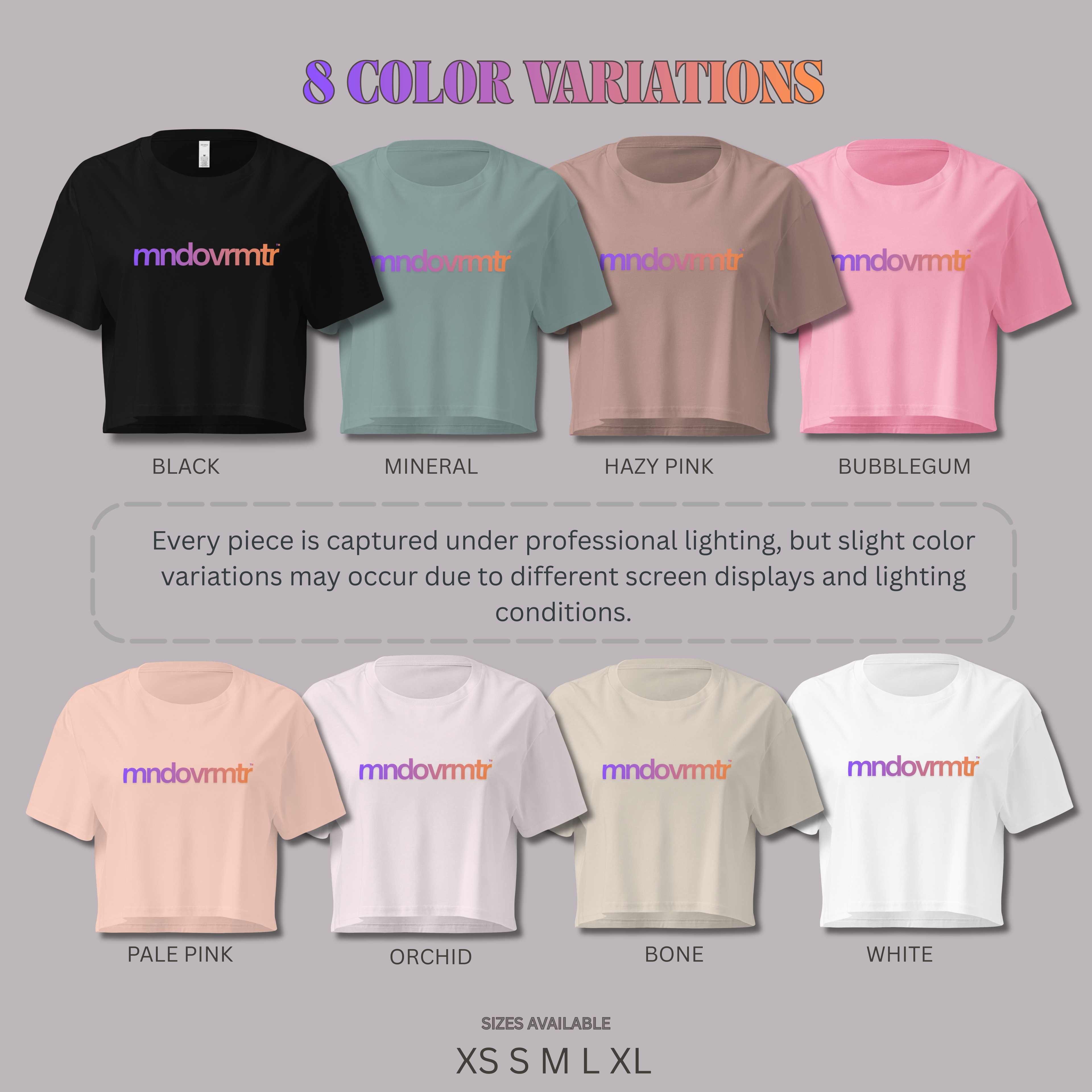 MNDOVRMTR Gradient Crop Tee - Mind Over Matter Motivational Shirt