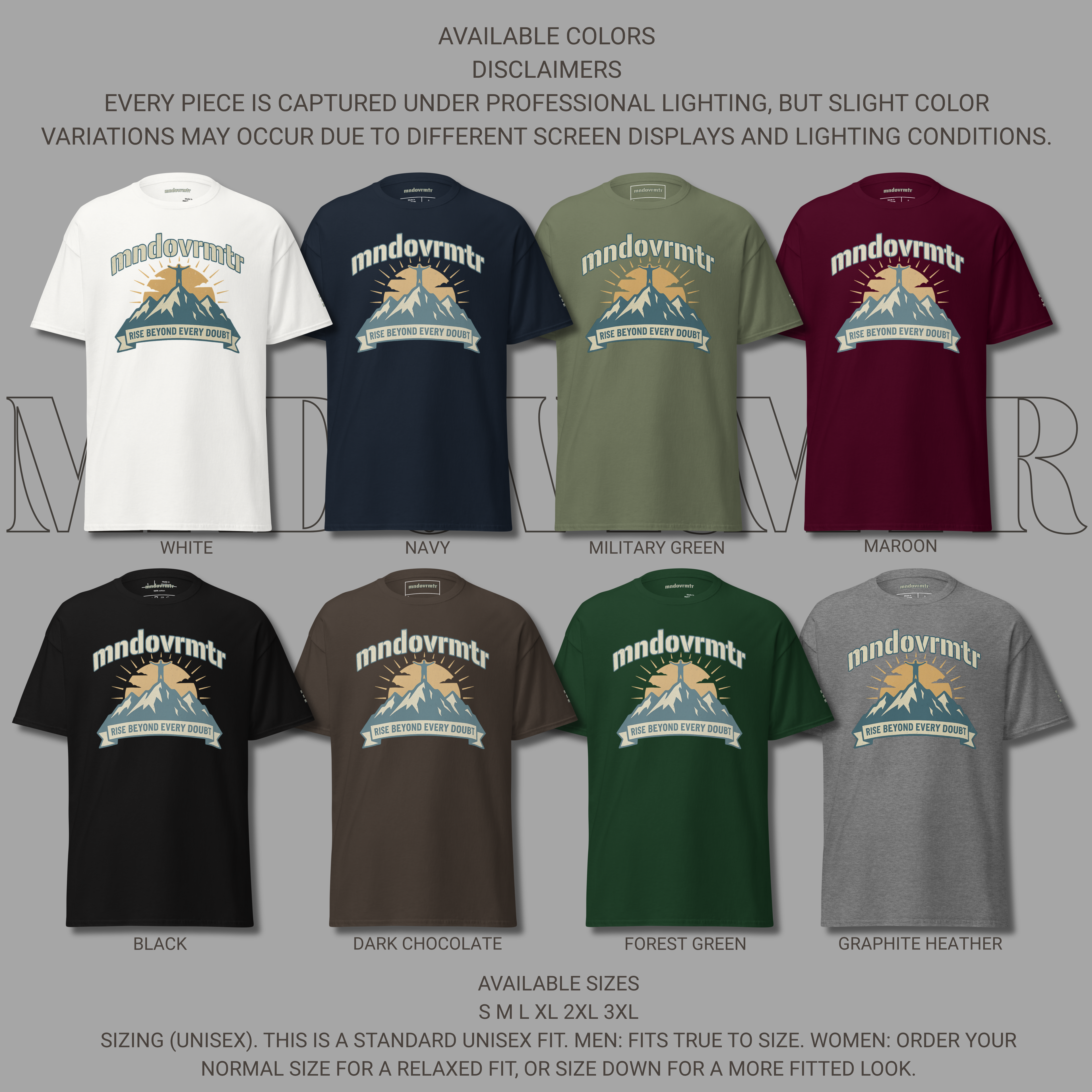 MNDOVRMTR™ Mountain Summit T-Shirt – Rise Beyond Every Doubt Motivational Outdoor Streetwear Tee