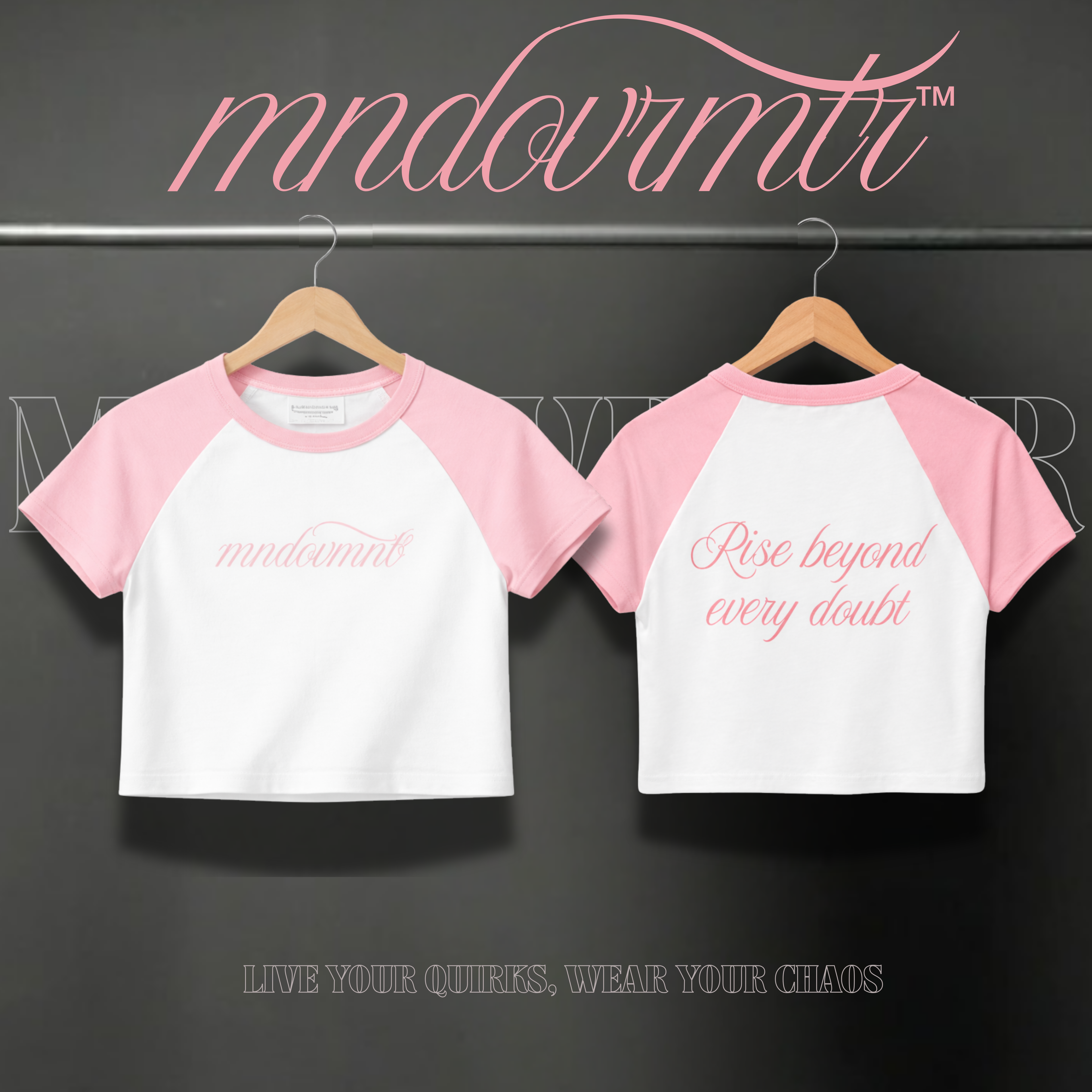 MNDOVRMTR Micro Rib Raglan Baby Tee - Red & White Y2K Crop Top