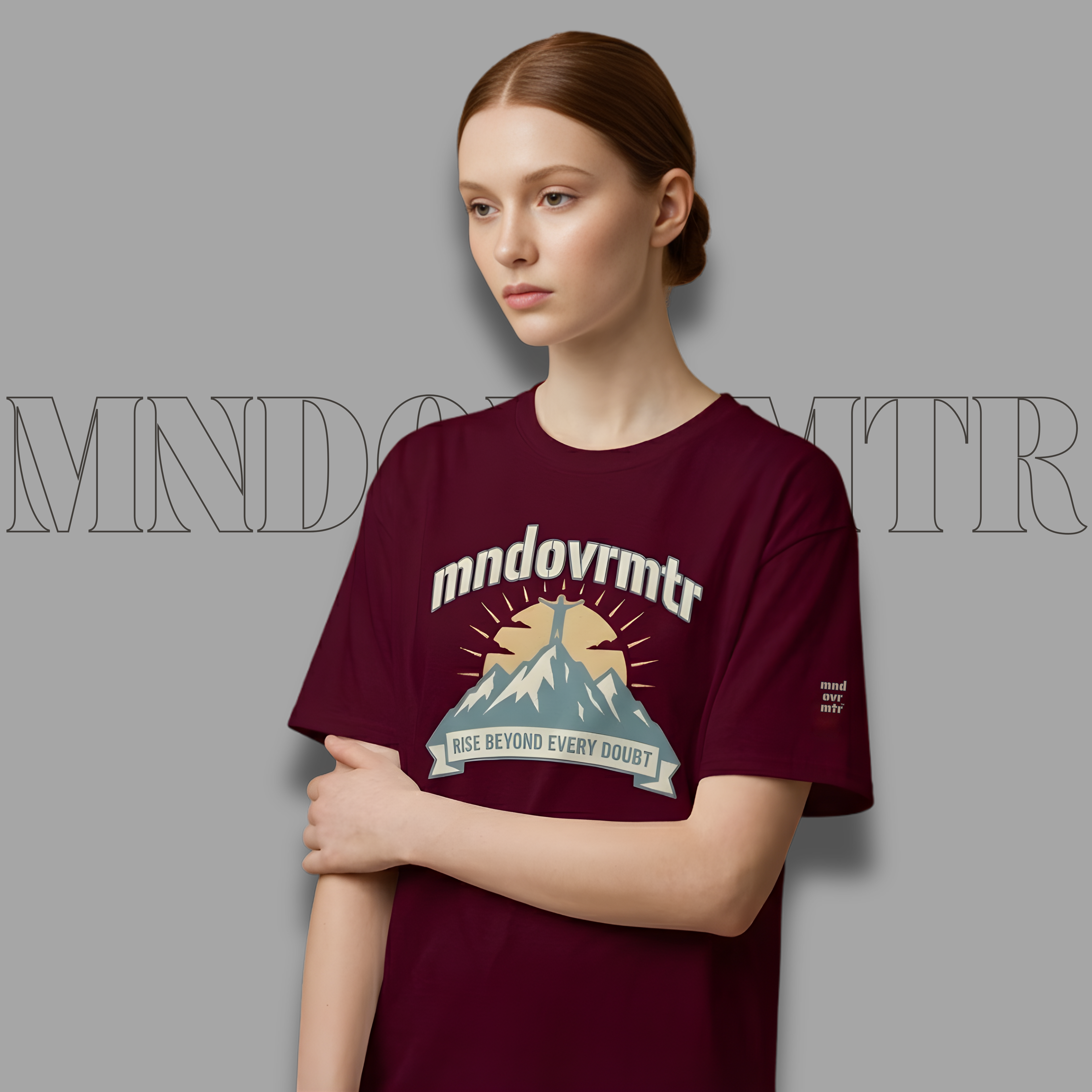 MNDOVRMTR™ Mountain Summit T-Shirt – Rise Beyond Every Doubt Motivational Outdoor Streetwear Tee