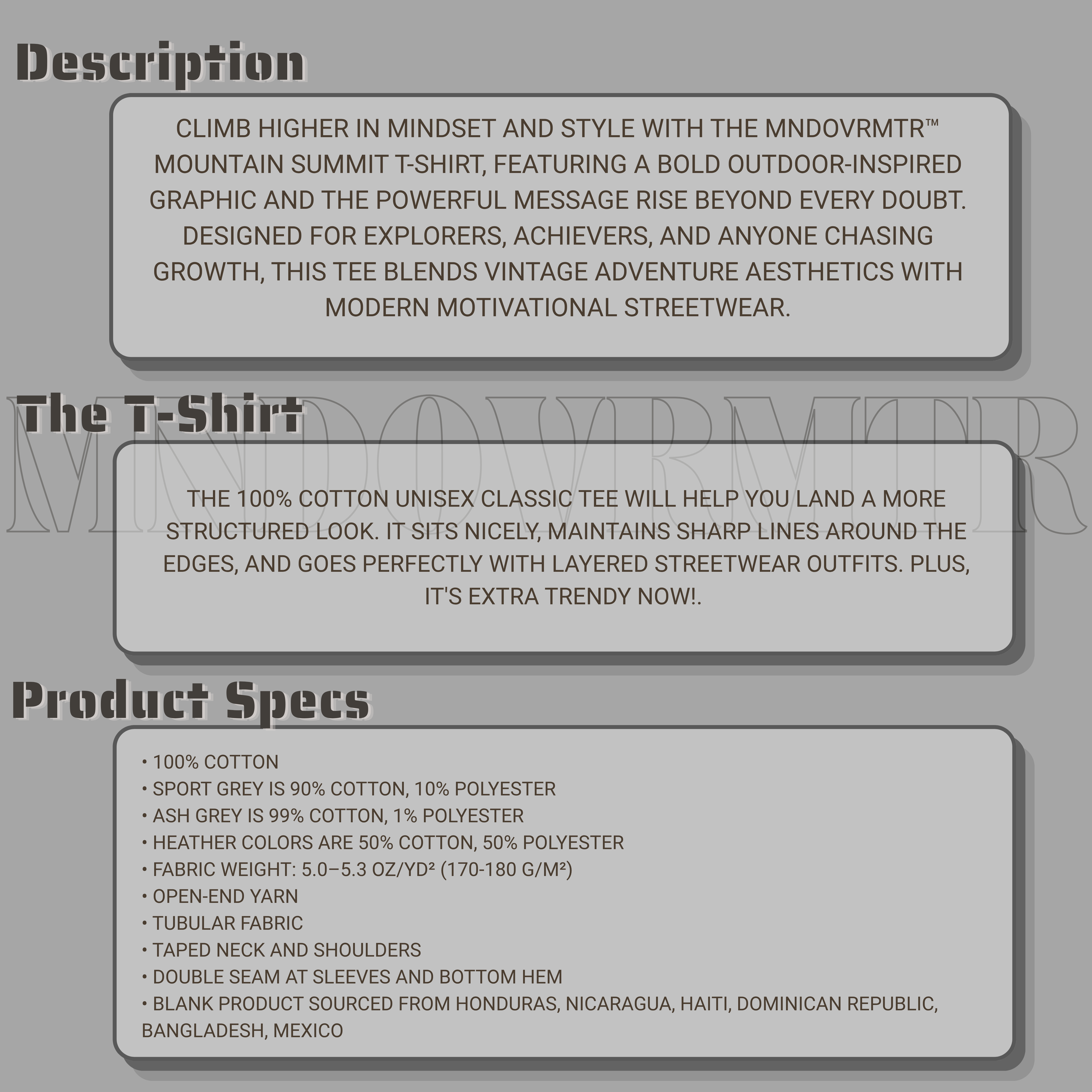 MNDOVRMTR™ Mountain Summit T-Shirt – Rise Beyond Every Doubt Motivational Outdoor Streetwear Tee