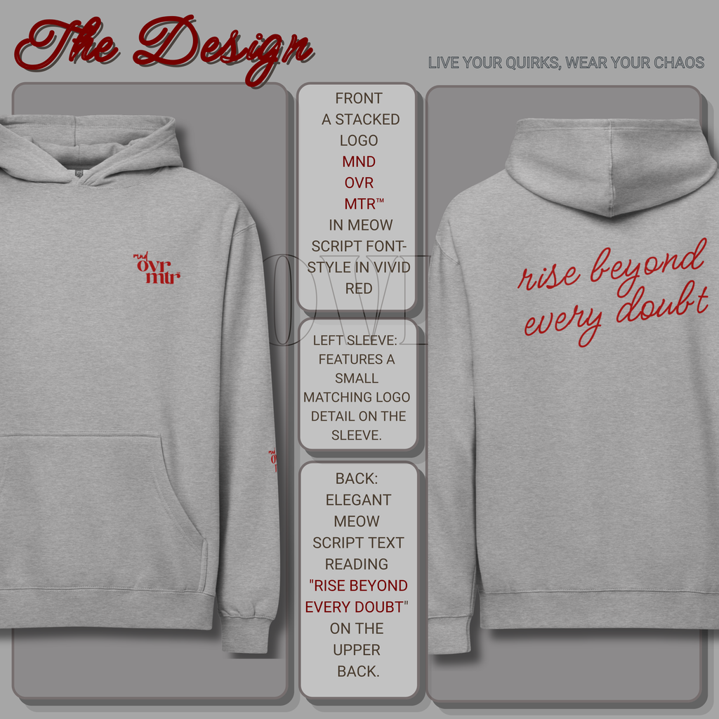 MNDOVRMTR™ Men’s Box Hoodie – Rise Beyond Every Doubt Minimalist Motivational Streetwear Hoodie