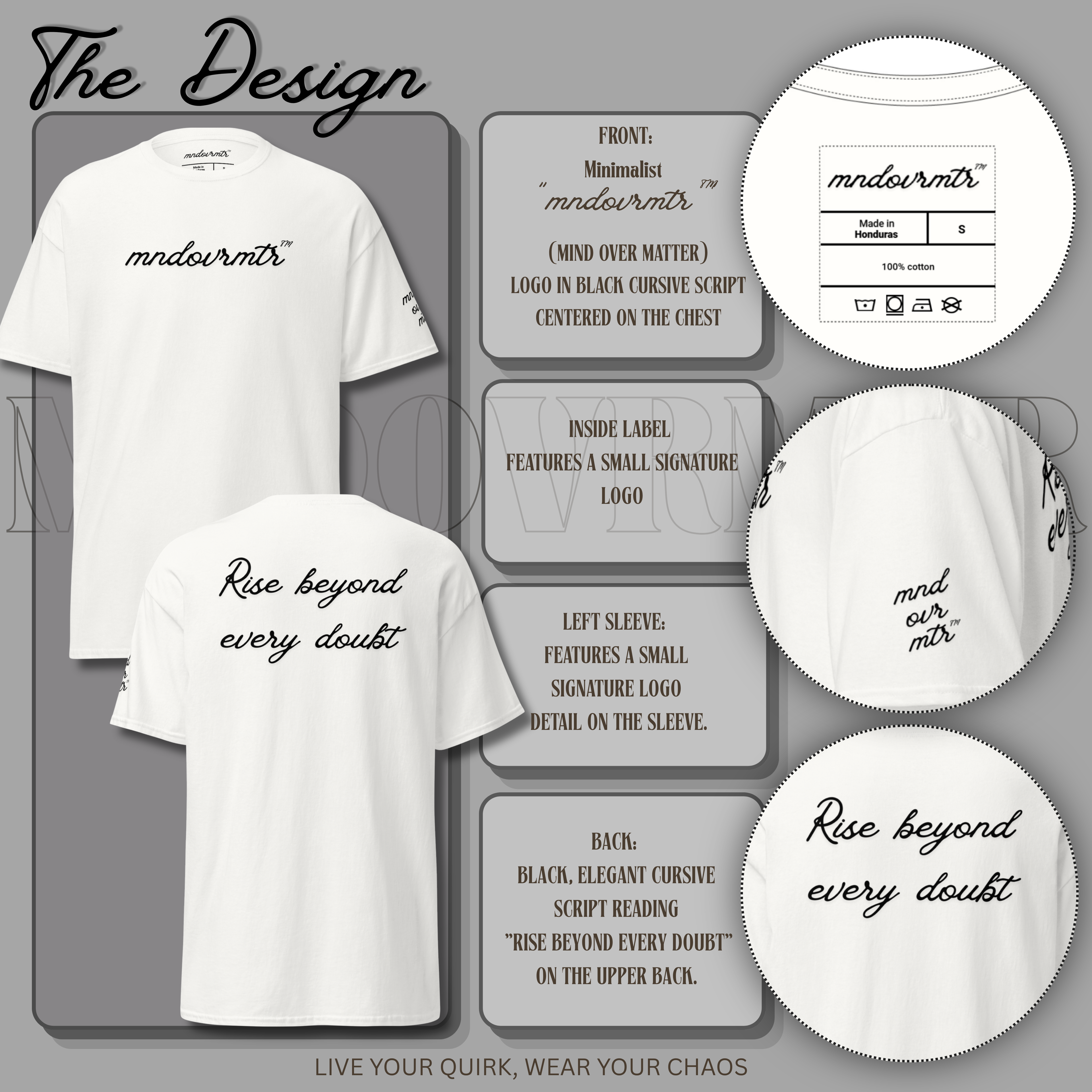 Mndovrmtr Script Logo T-Shirt | Minimalist Unisex Streetwear Cotton Shirt