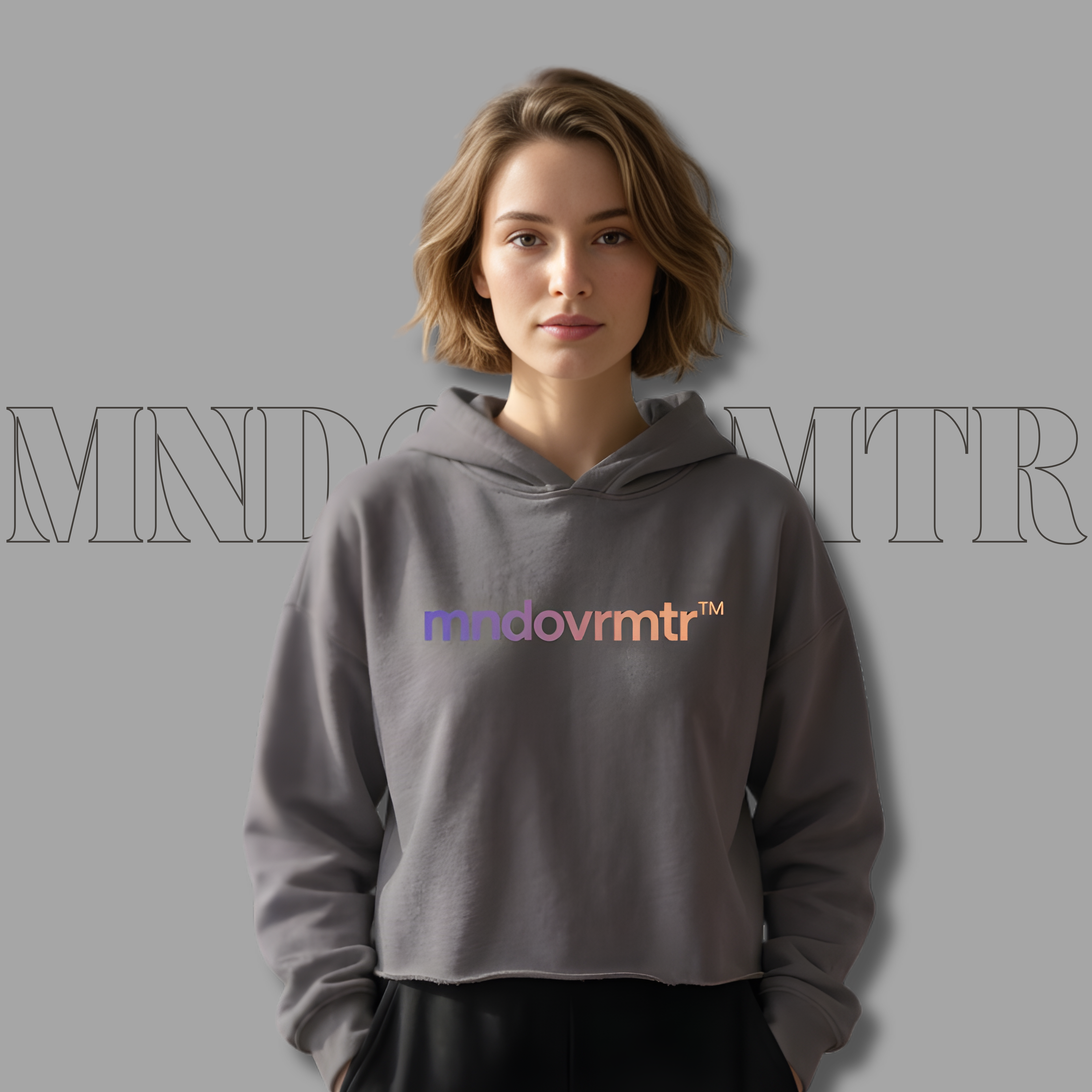 MNDOVRMTR™ Crop Hoodie – Minimalist Raw-Hem Streetwear for Women | Trendy Comfy Pullover