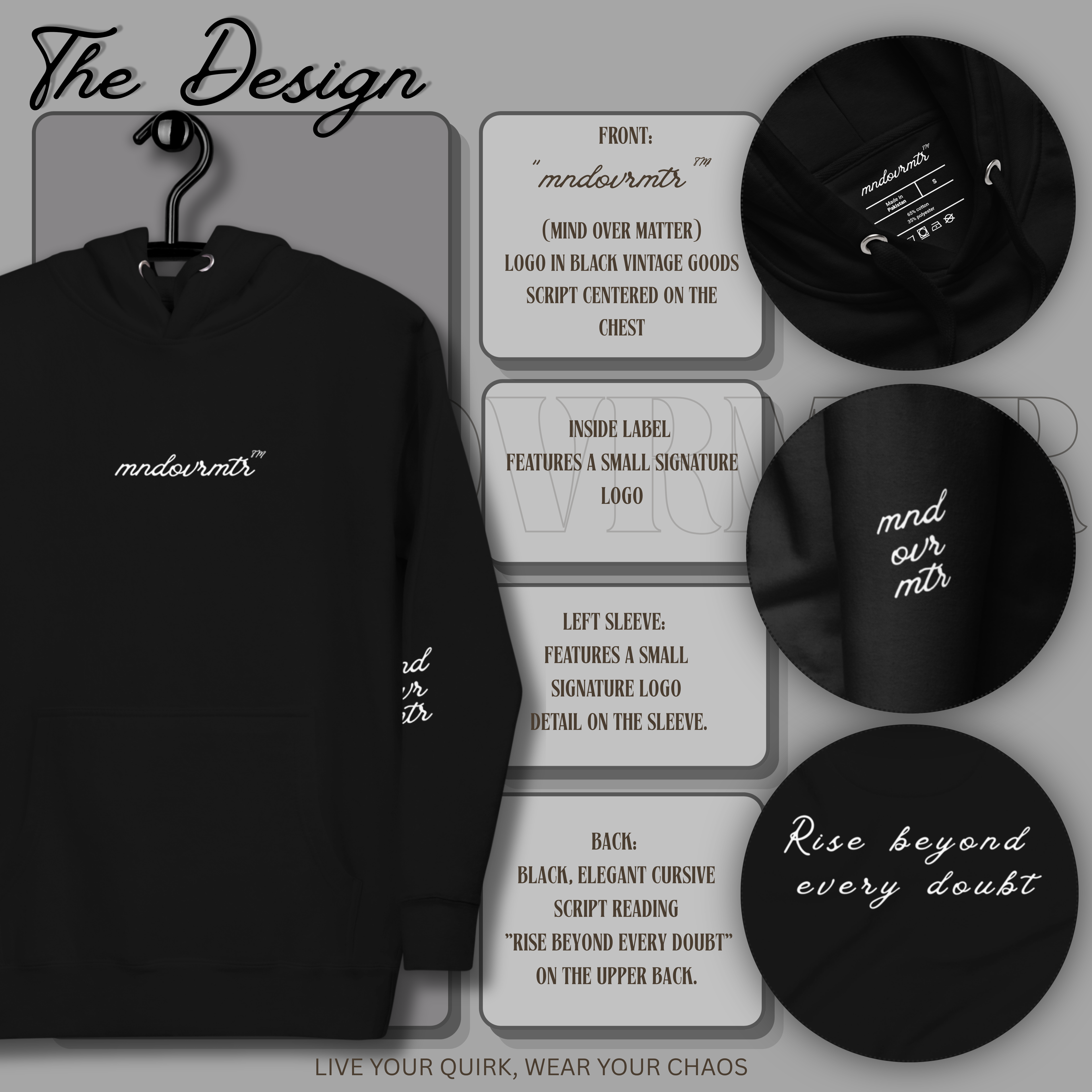 Rise Beyond Every Doubt Hoodie – Minimalist Motivational Unisex Streetwear by MNDOVRMTR™ - Unisex Hoodie