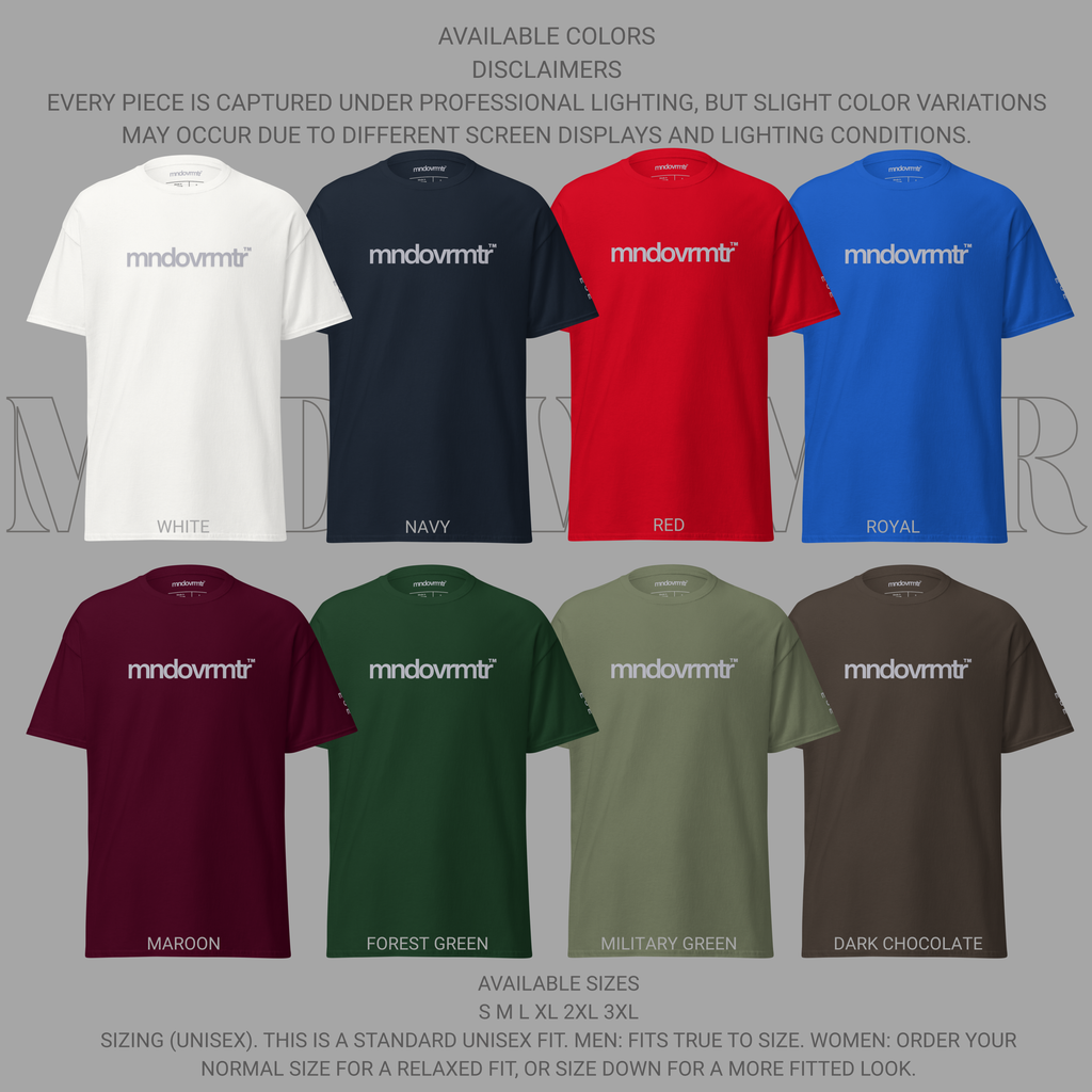 MNDOVRMTR™ 100% Cotton T-Shirt – Minimalist Unisex Premium Streetwear Tee