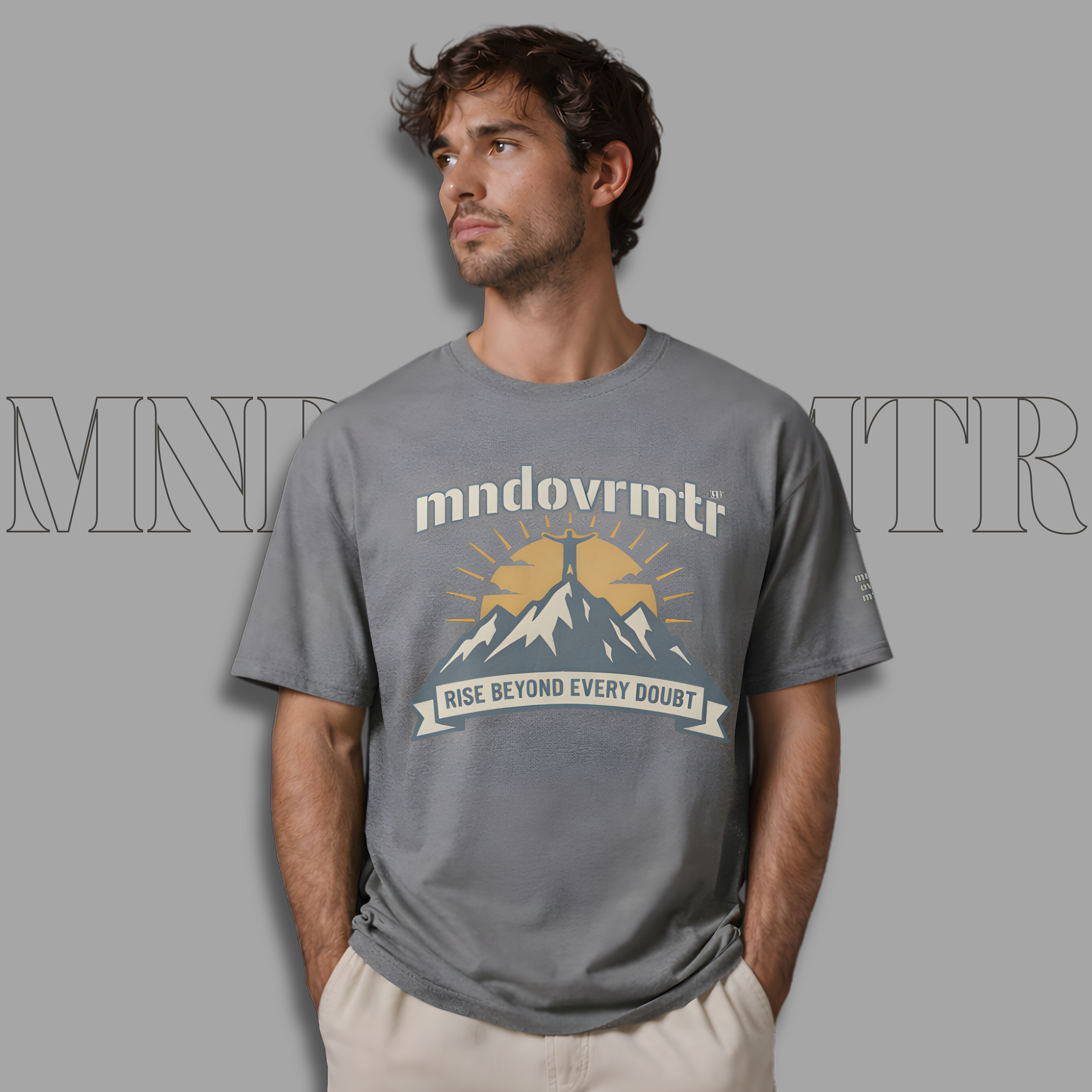 MNDOVRMTR™ Mountain Summit T-Shirt – Rise Beyond Every Doubt Motivational Outdoor Streetwear Tee