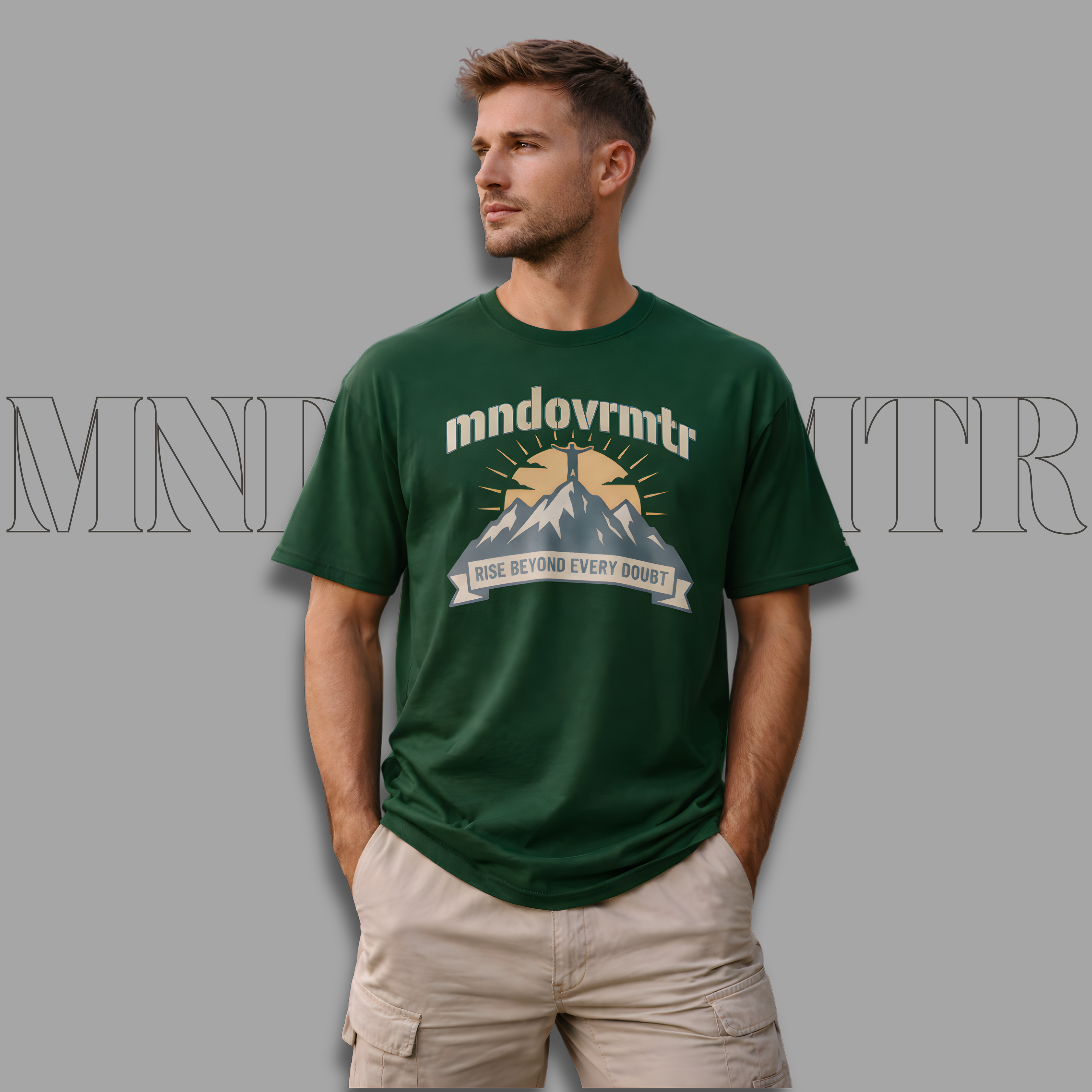 MNDOVRMTR™ Mountain Summit T-Shirt – Rise Beyond Every Doubt Motivational Outdoor Streetwear Tee