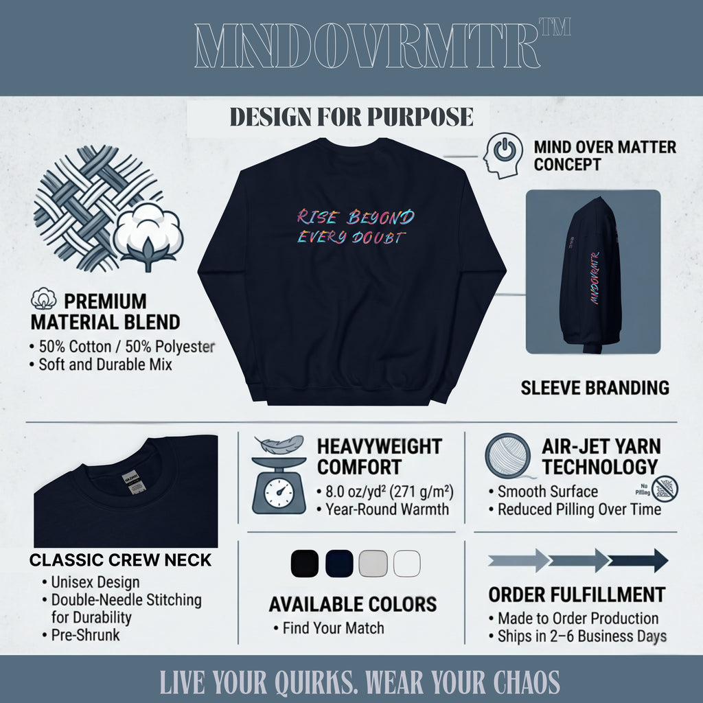 MNDOVRMTR™ Unisex Sweatshirt – Minimalist Motivational Streetwear | Soft Classic Fit Crewneck