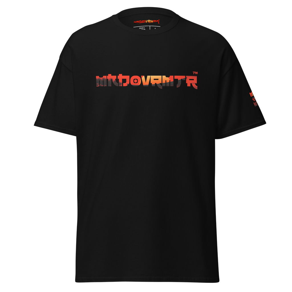 MNDOVRMTR™ Rise Beyond Every Doubt t-shirt in black - unisex classic tee, front view