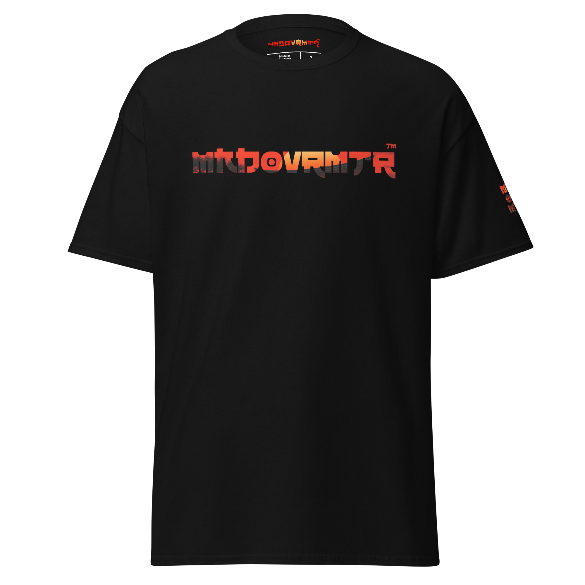 MNDOVRMTR™ Rise Beyond Every Doubt t-shirt in black - unisex classic tee, front view