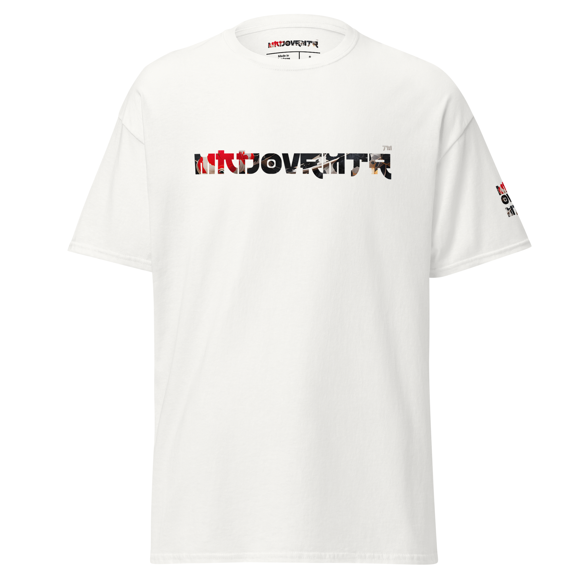 Mndovrmtr koi print tee in white - unisex classic tee, front view